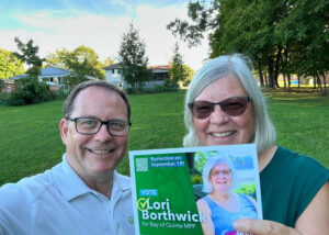 <p>Green Party of Ontario Leader Mike Schreiner and local candidate Lori Borthwick. (Supplied Photo)</p>
