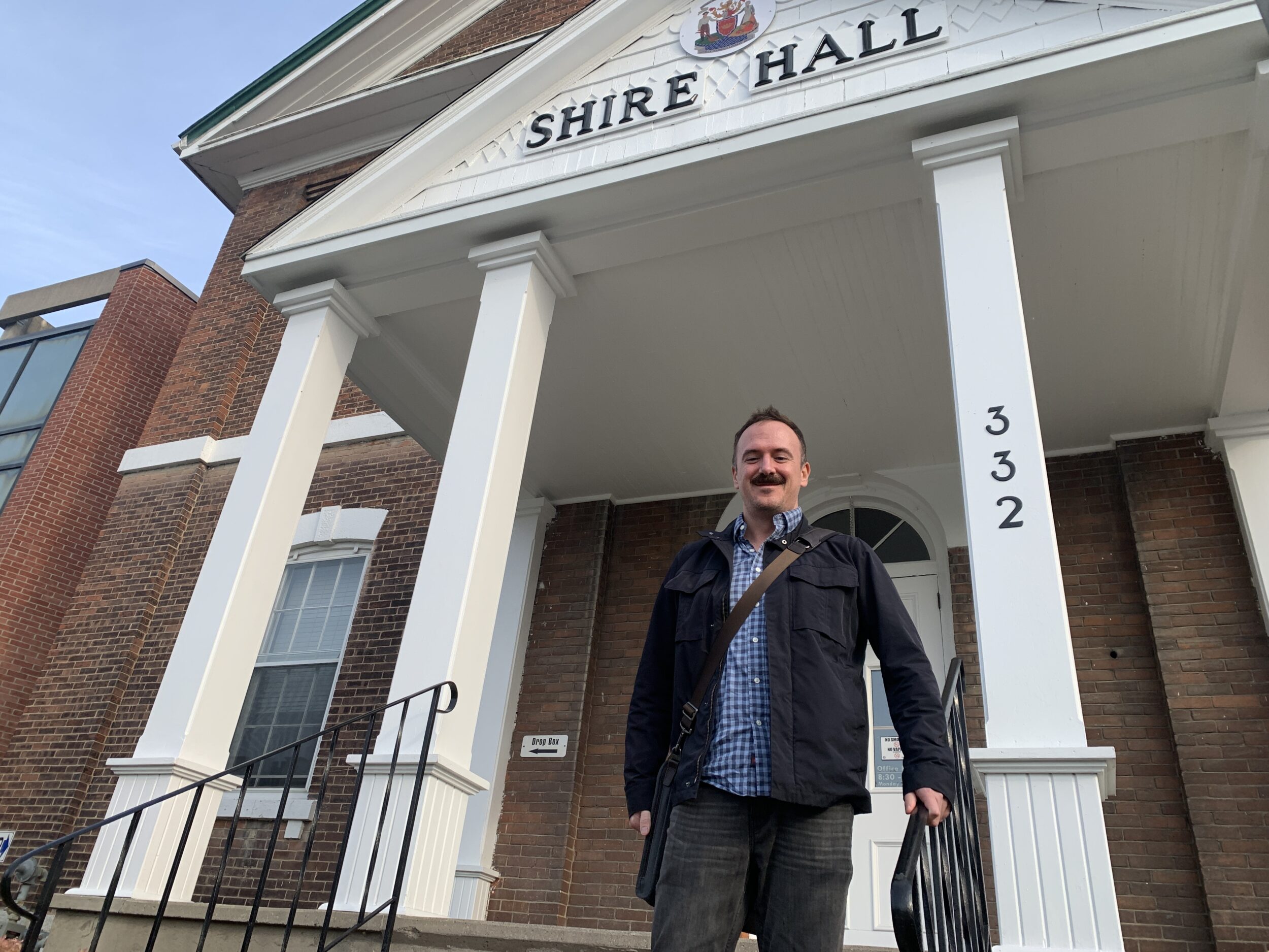 <p>Devin Daniell of Katalin Corporation hand delivered a $12 million cheque to Shire Hall last week. (Jason Parks/Gazette Staff)</p>
