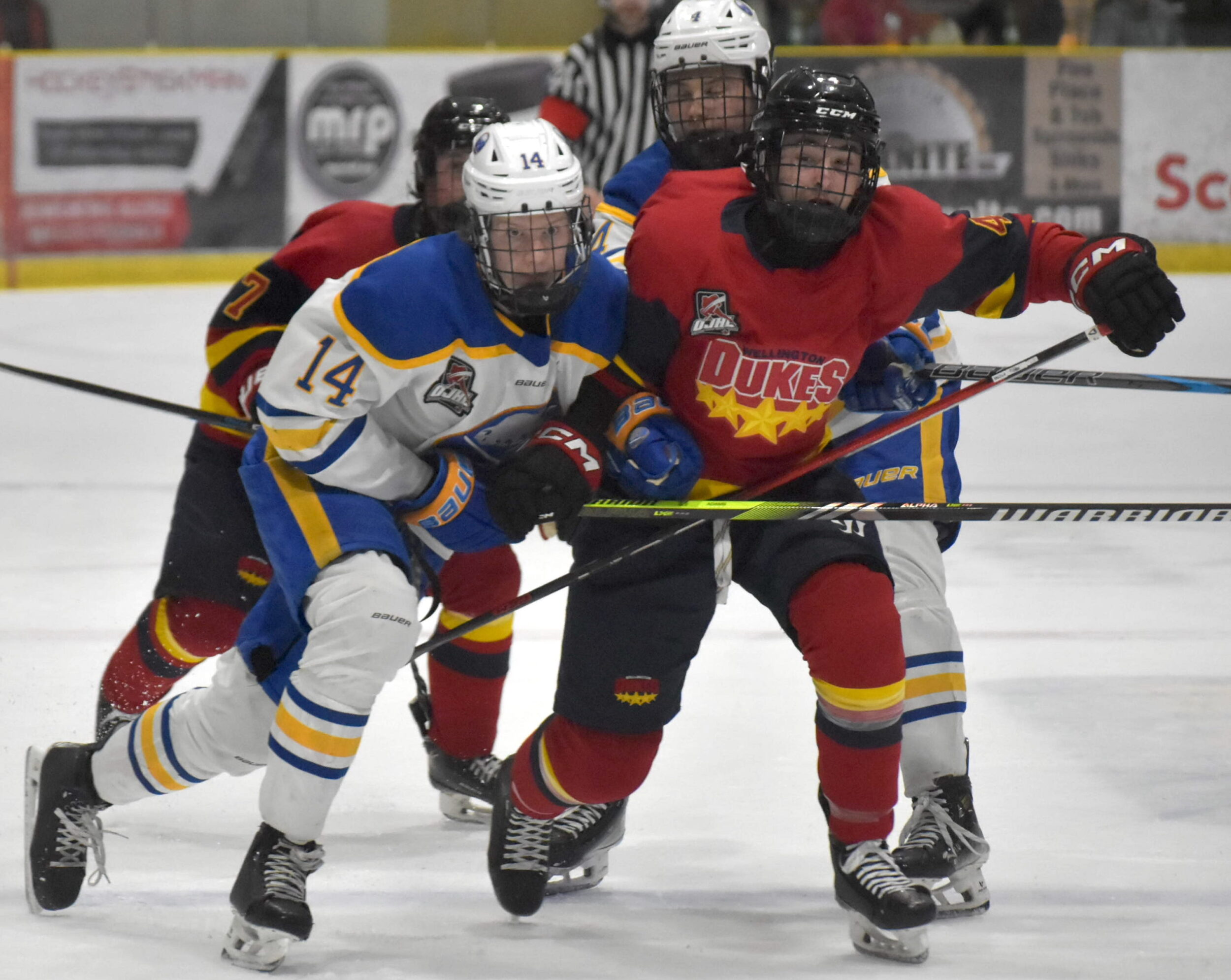 <p>The Wellington Dukes got past the visiting Buffalo Jr. Sabres 5-3 Friday night. (Jason Parks/Gazette Staff)</p>
