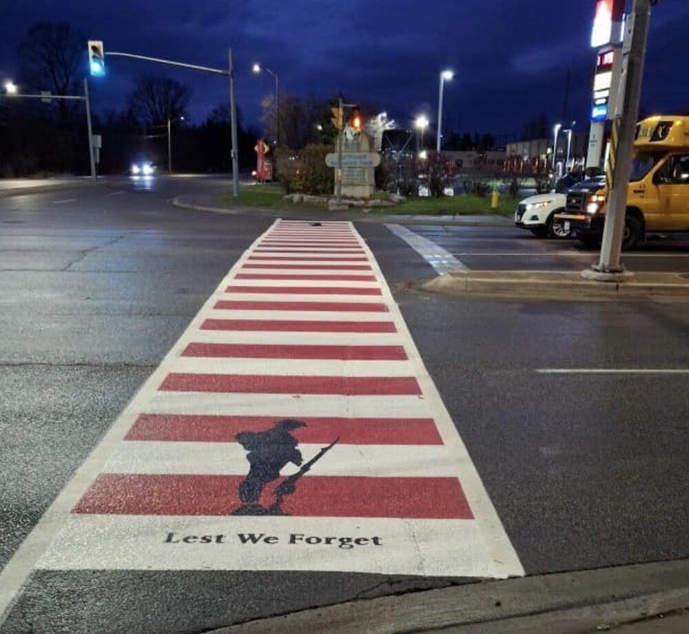 <p>The new Lest We Forget crosswalk in Belleville. (Meta Photo)</p>
