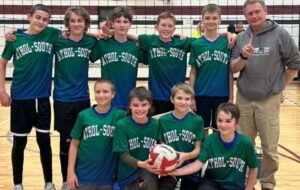 <p>The regional intermediate boys volleyball champions from Athol-South Marysburgh (Back Row L-R) Remington Leavitt, Declan Vader, Rhys Kelly, Elliott van der Bij, Nico Gierak, Coach Andrew White (Front) Matthew Moore, Payden Guernsey, Noah Thompson, and Logan Thompson (Submitted Photo)</p>
