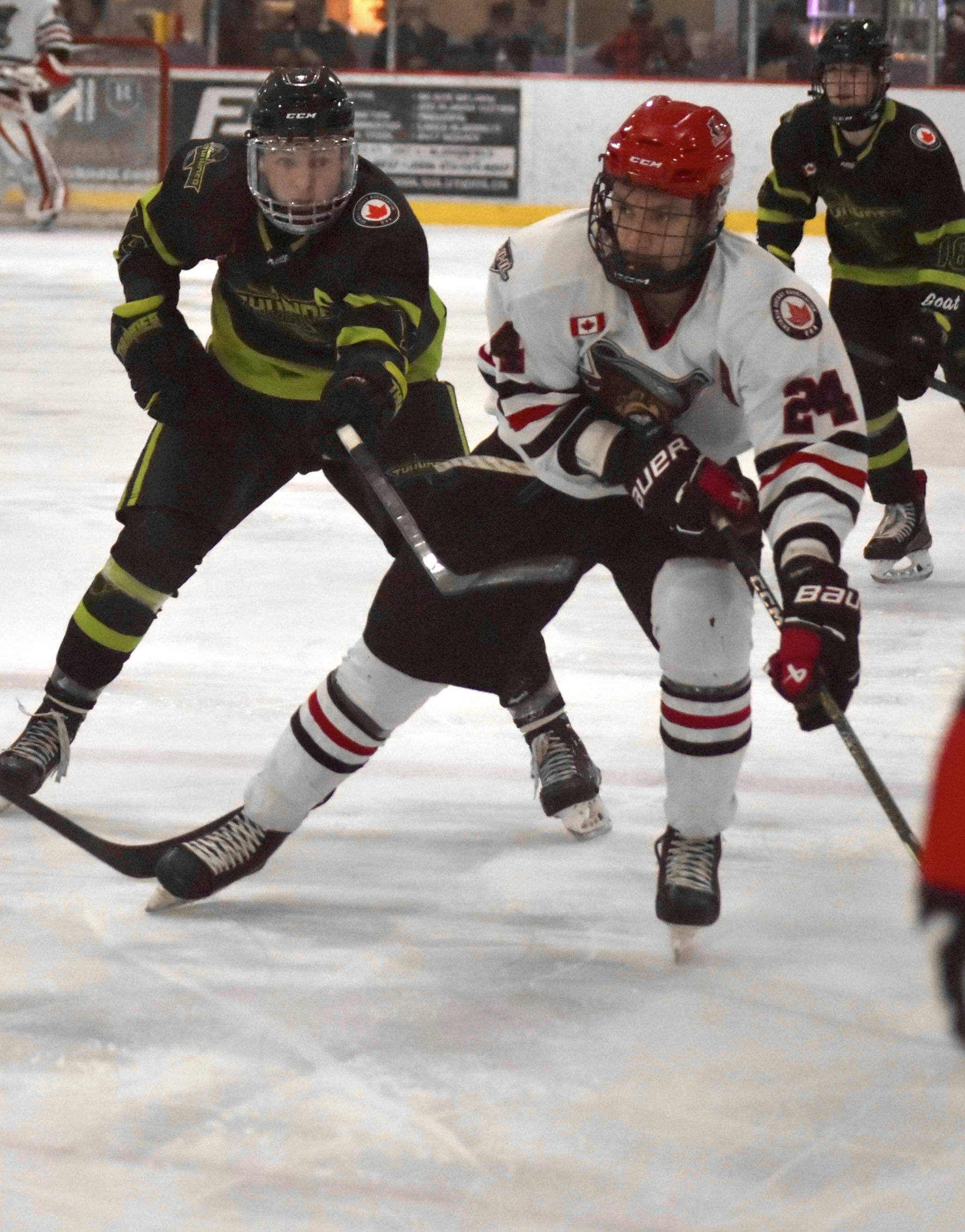 <p>Picton’s Cole Lavender leads the charge into the Trent Hills zone Thursday night. (Jason Parks/Gazette Staff)</p>

