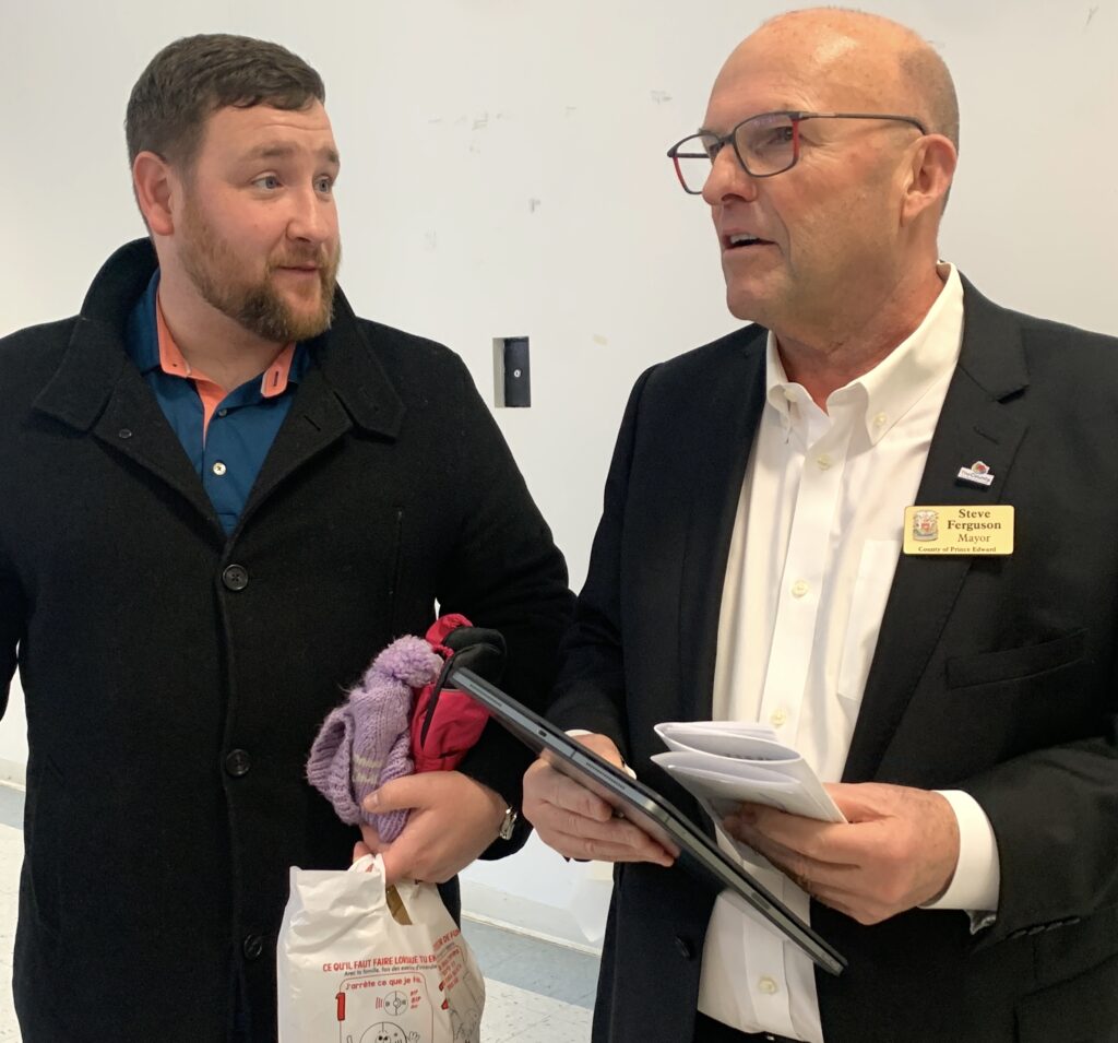 <p>Bay of Quinte MPP Tyler Allsopp and Mayor Steve Ferguson. (Jason Parks/Gazette Staff)</p>

