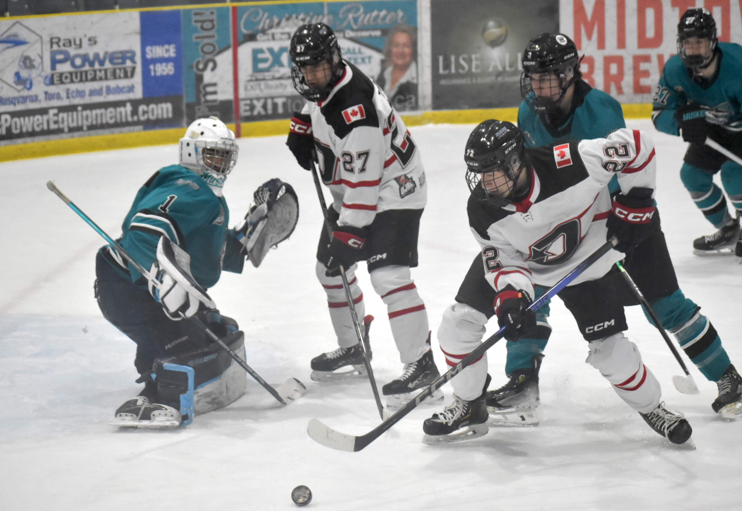 <p>Wellington’s Jayden Levesque had the game winning goal against the visiting Lindsay Muskies with under 10 minutes to play Wednesday night. (Jason Parks/Gazette Staff)</p>

