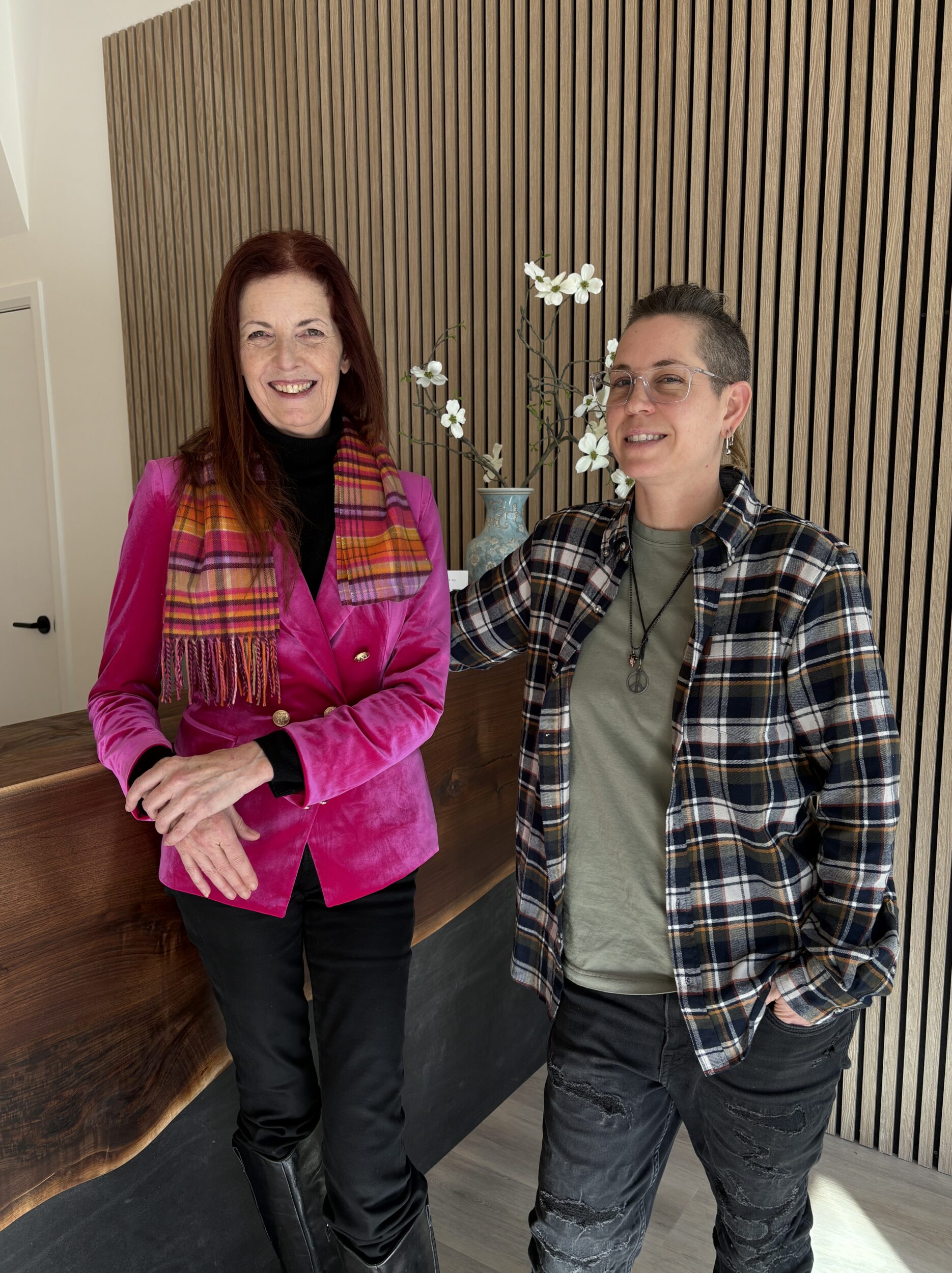 <p>Carol Love and Erin Lynn Lachance at Harvey Kalles Real Estate. (Karen Valihora / Gazette Staff)</p>
