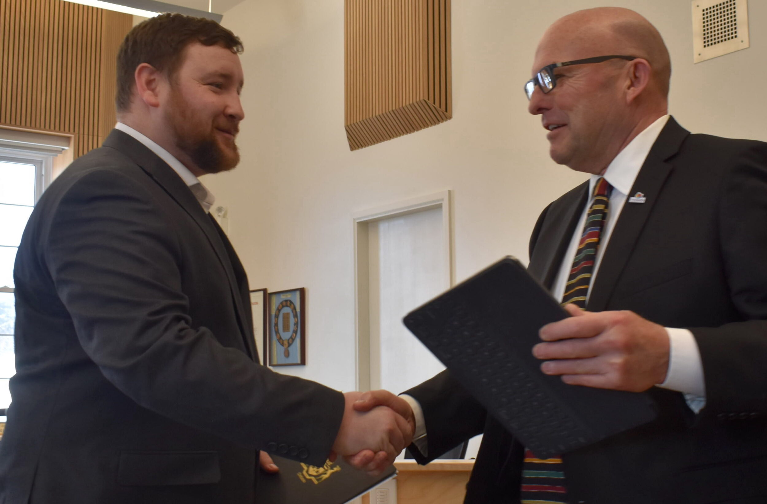 <p>MPP Tyler Allsopp and Mayor Steve Ferguson (Jason Parks / Gazette Staff)</p>
