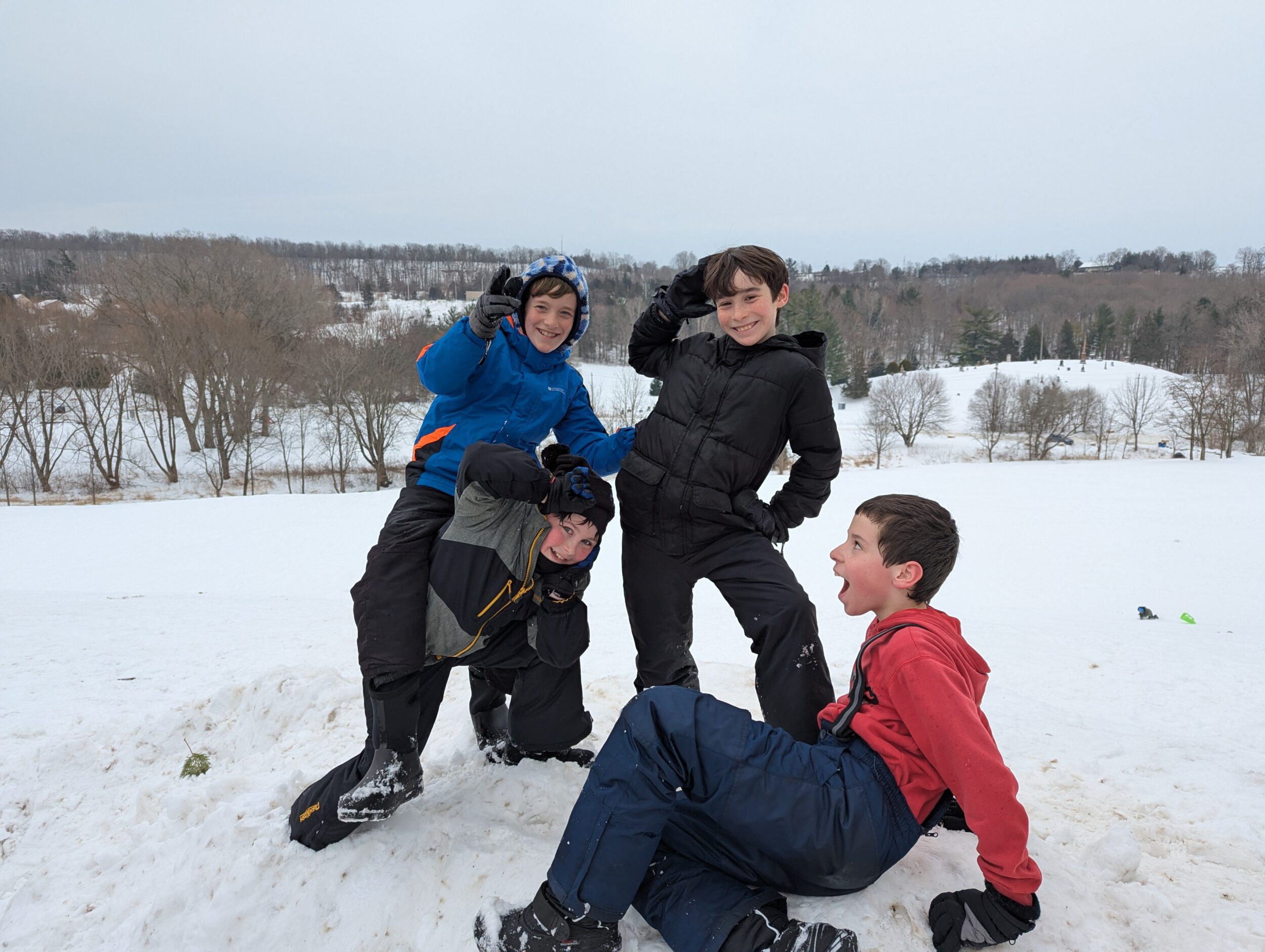 <p>Kids larking about at Delhi’s perfect toboggan run on last Friday’s PA Day. (Chris Fanning / Gazette Staff)</p>
