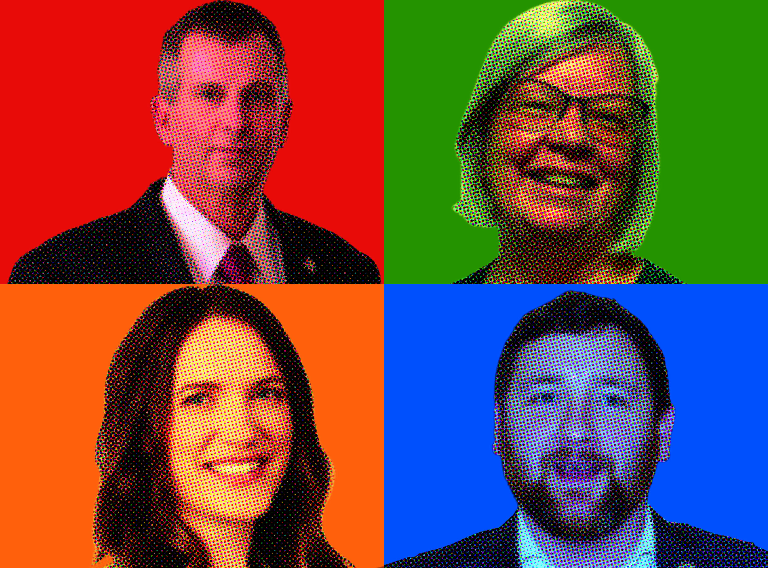 <p>Bay of Quinte candidates (clockwise from from top left) The Liberal Party’s David O’Neil, the Green Party’s Lori Borthwick, PC Incumbent Tyler Allsopp, and NDP candidate Amanda Roberston (Digital Illustration by Natalie Piper/Gazette Staff)</p>
