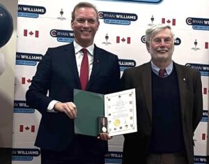 <p>Mp Ryan Williams and South Bay’s Sam Lanfranco. (Submitted Photo)</p>
