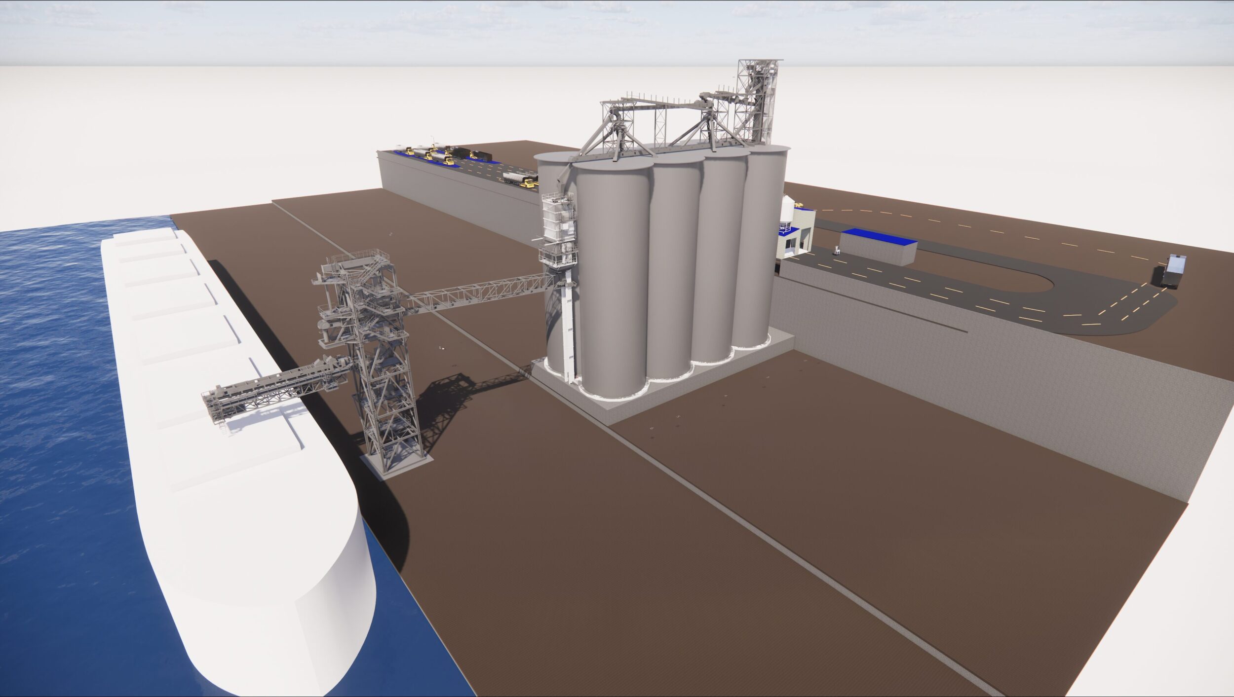 <p>3-D rendering of P & H’s concrete silos at Picton Terminals. (Submitted Image)</p>
