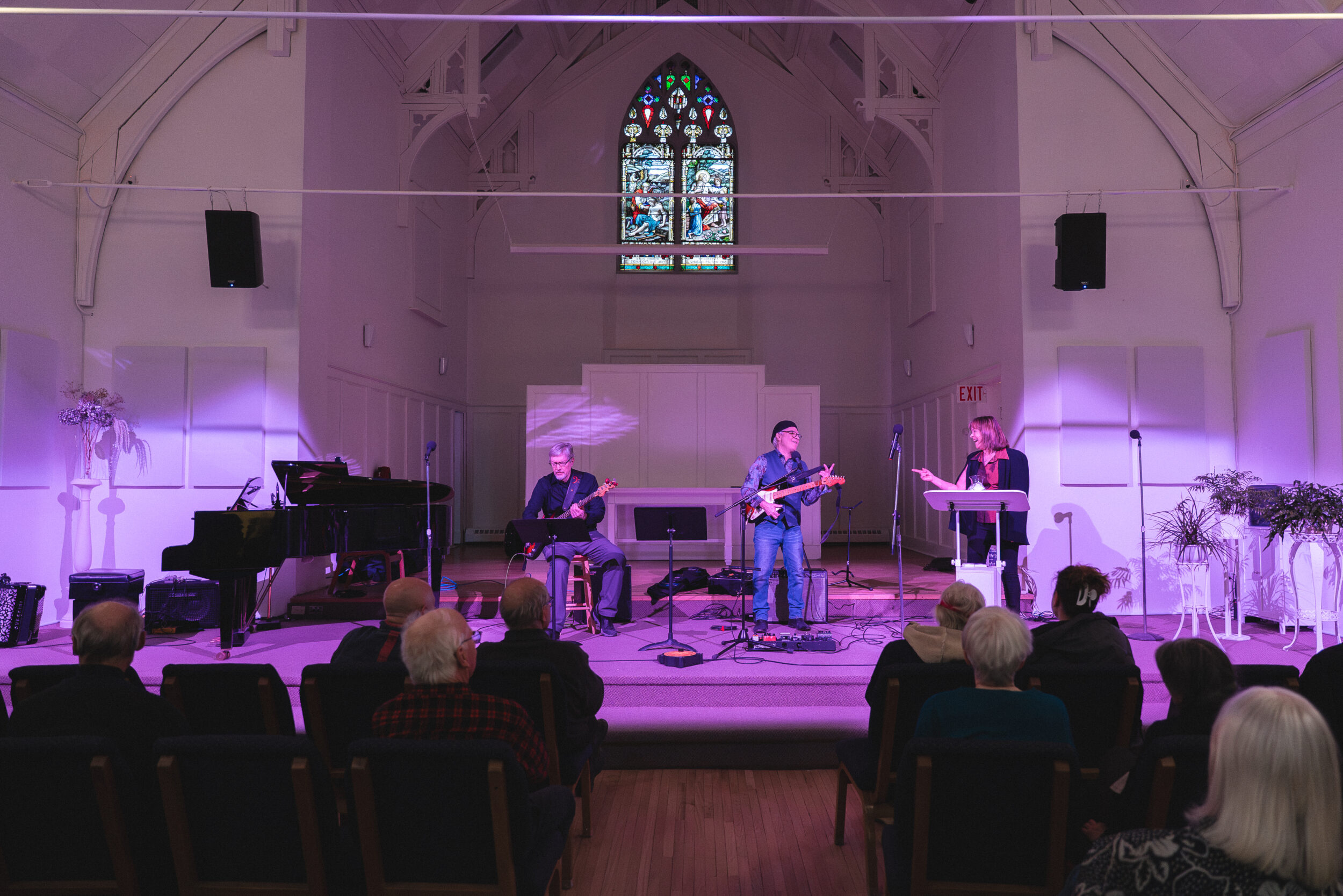 <p>Kyle Heide, Brian Legere and Rev. Lynne Donovan at The Andrew. (Photo: Logan Somers)</p>
