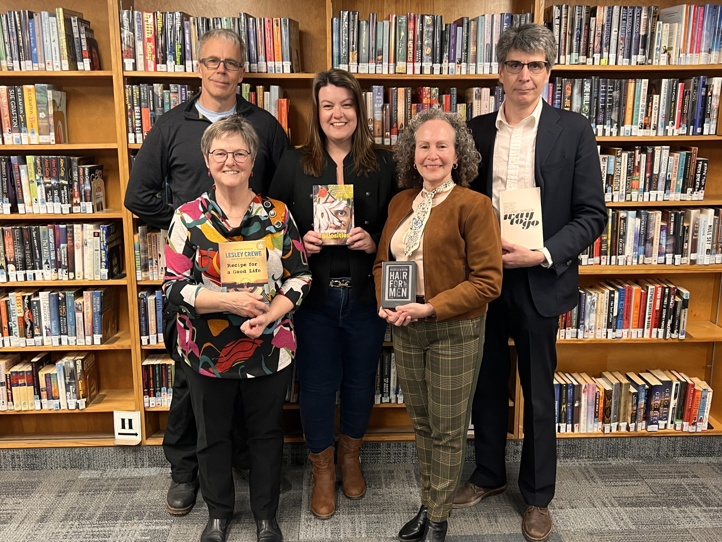 <p>County Reads 2025 participants: Ken Murray, Sarah Fox and Chris Fanning (back row), Stacey Michener and Stacey Hatch (front) (Photo: Liz Zylstra)</p>
