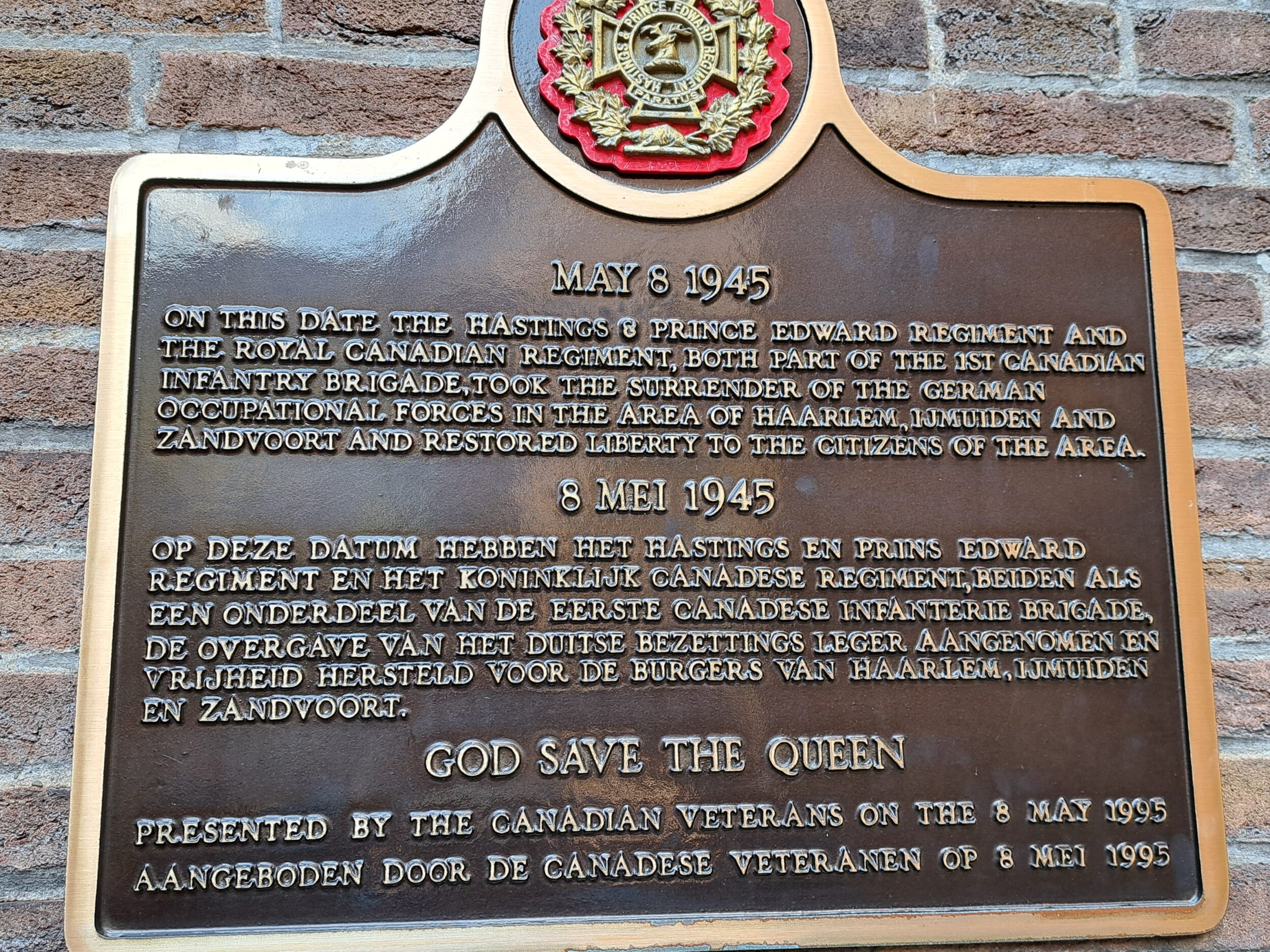 <p>V.E. Day Plaque in Haarlem, Netherlands (Photo: Kevin Hanbury)</p>
