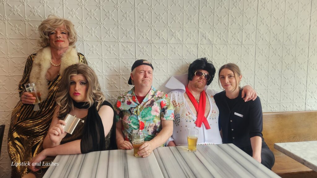 <p>The Legend of Georgia McBride: Pat Larkin, Andy Francis, Thomas Harrison, Tomas Crossley, Tess Singer. (Photo: PECT)</p>
