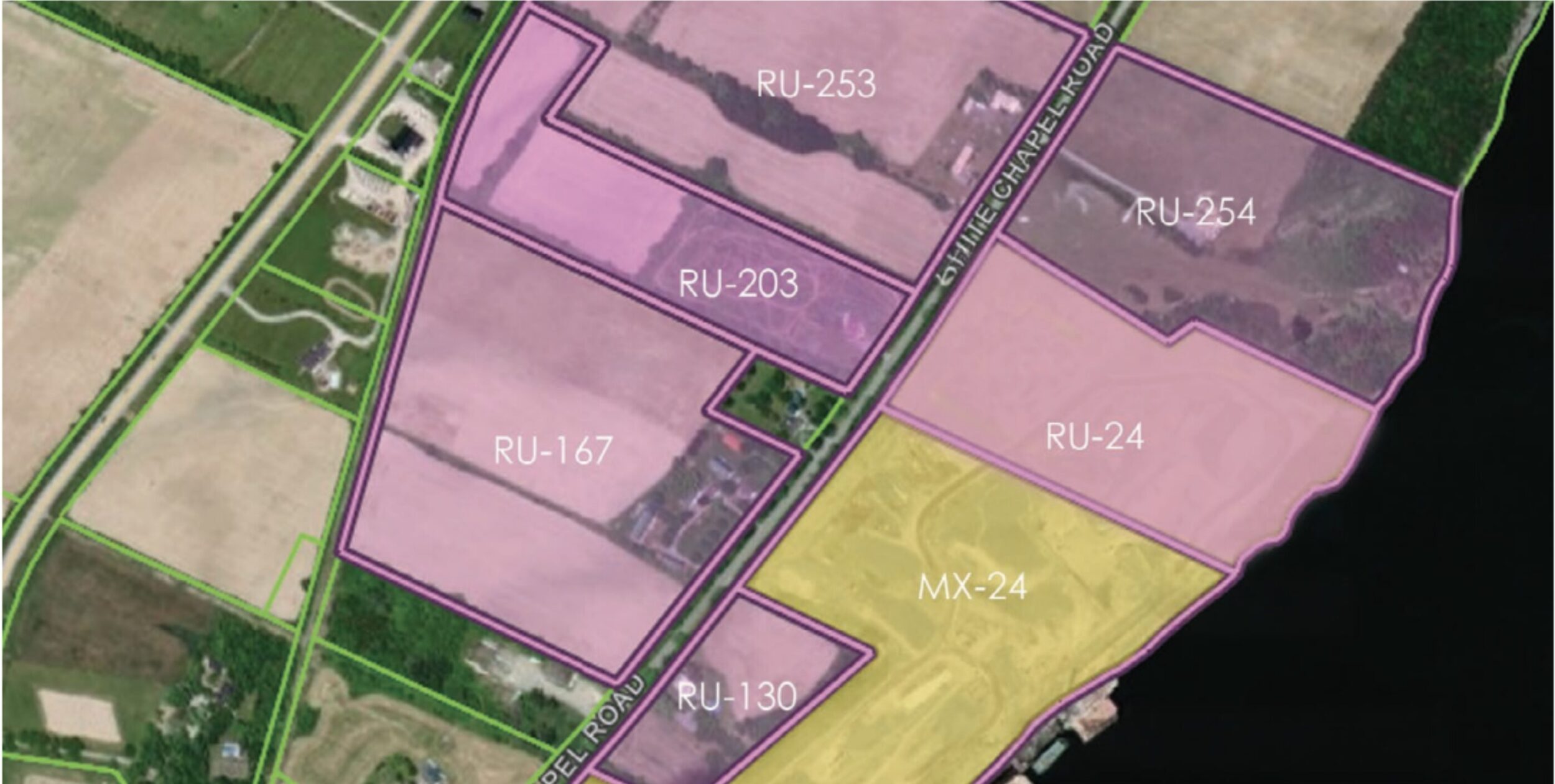 <p>The neighbouring properties acquired by Picton Terminals are currently zoned Rural 1 (County GIS)</p>

