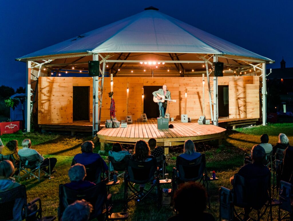 <p>The outdoor pavilion at The Eddie Hotel and Farm (Photo: Sarah Kirby)</p>
