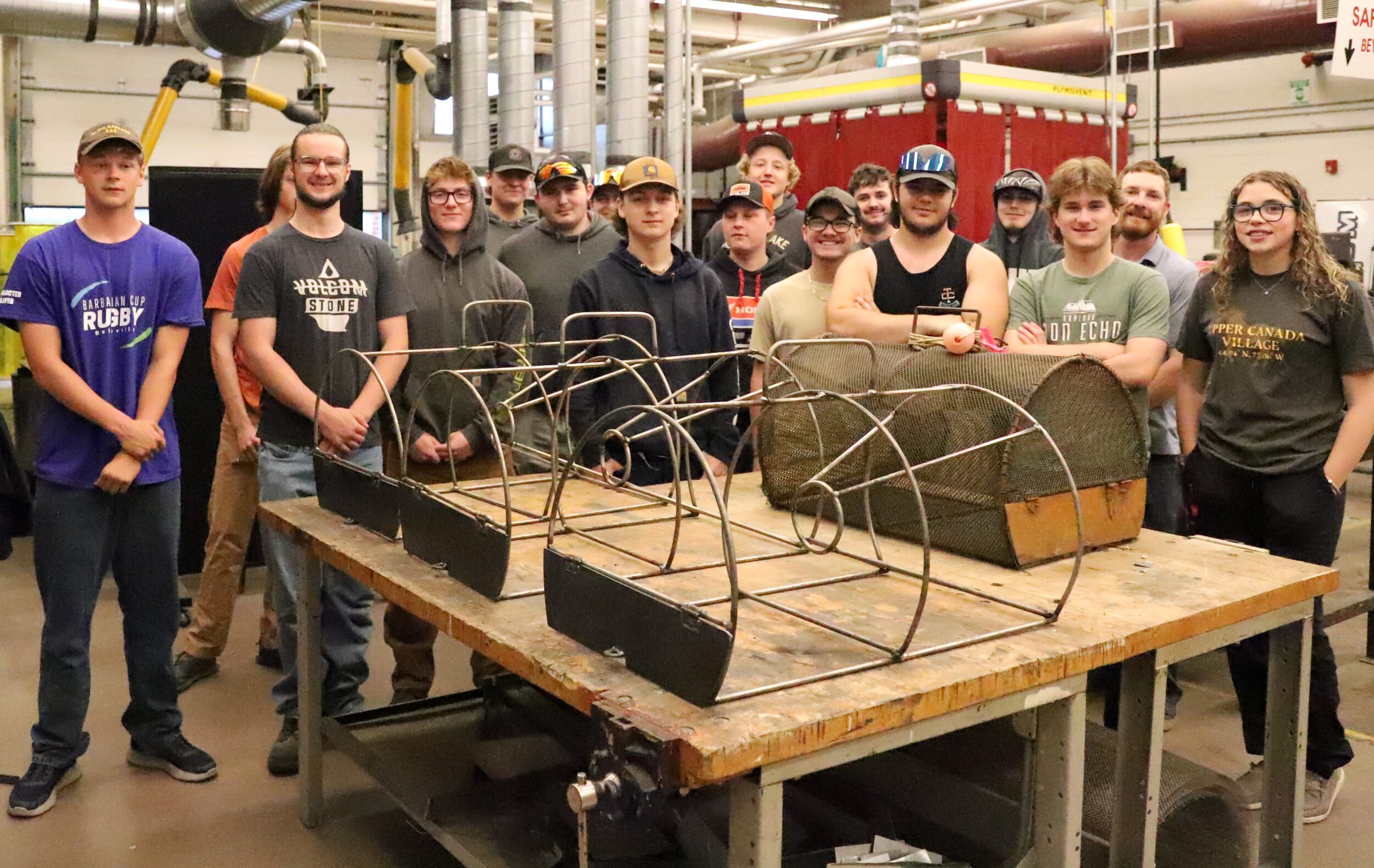 <p>PECI Students with Windmere style fish traps built for Quinte Conservation’s Aquatic Sciences department. (Supplied Photo)</p>
