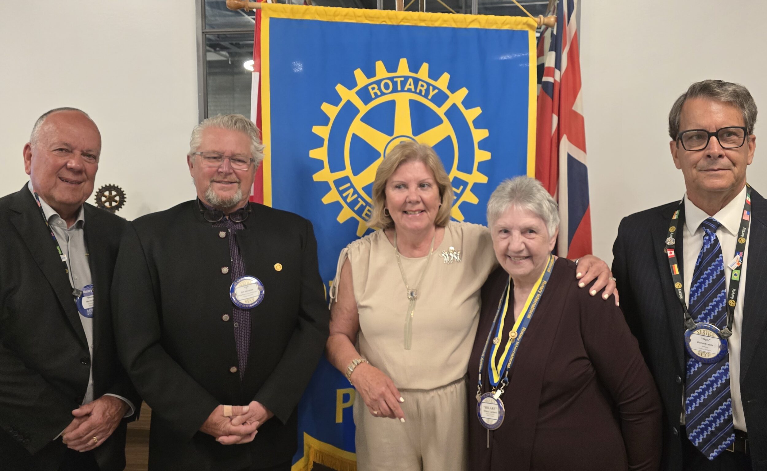 <p>AT The CAPE: Pictured from left, Incoming 2026 President Murray McBain, Incoming President Jim JJ Johnston, Rotary Club of Picton President Nancy Griffin, Rotary member Hilary Latimore, and Past President Don Leslie. (Supplied photo)</p>
