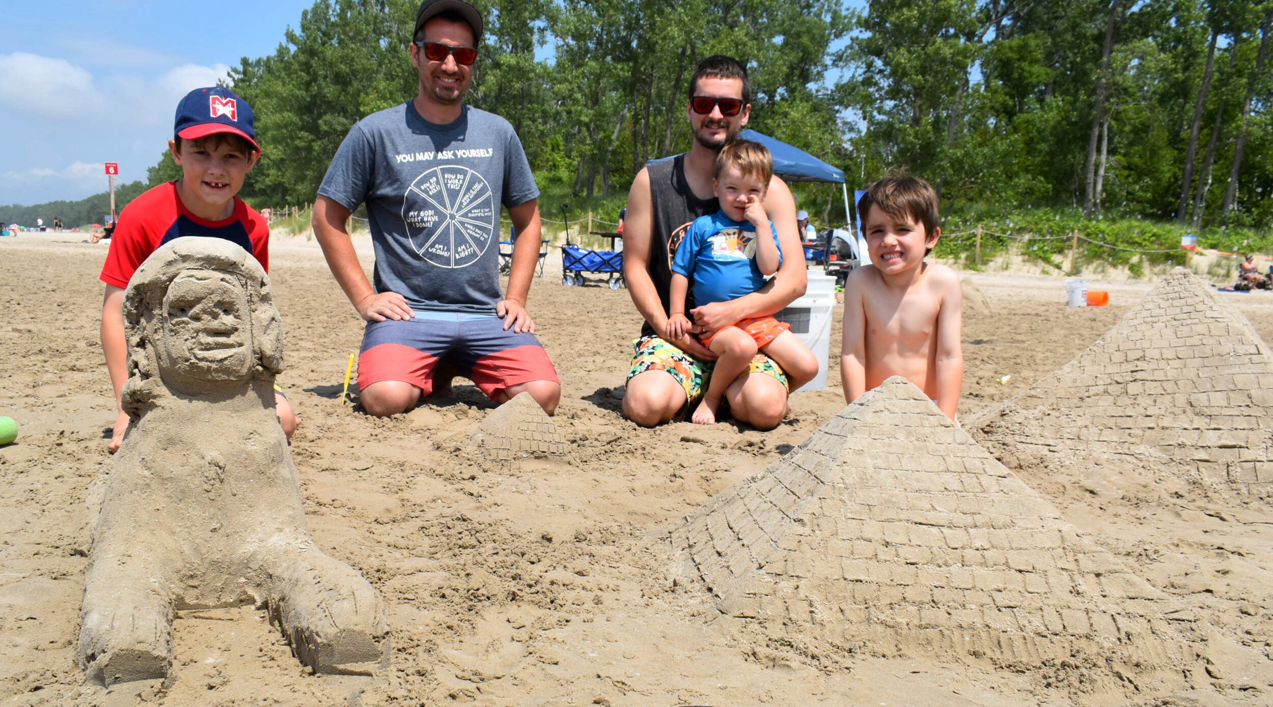 <p>The Hageman family recreated this scene from Giza and took home the vaunted Sandy trophy for having the best sandcastle display at Sandfest 2025. (Jason Parks/Gazette Staff)</p>
