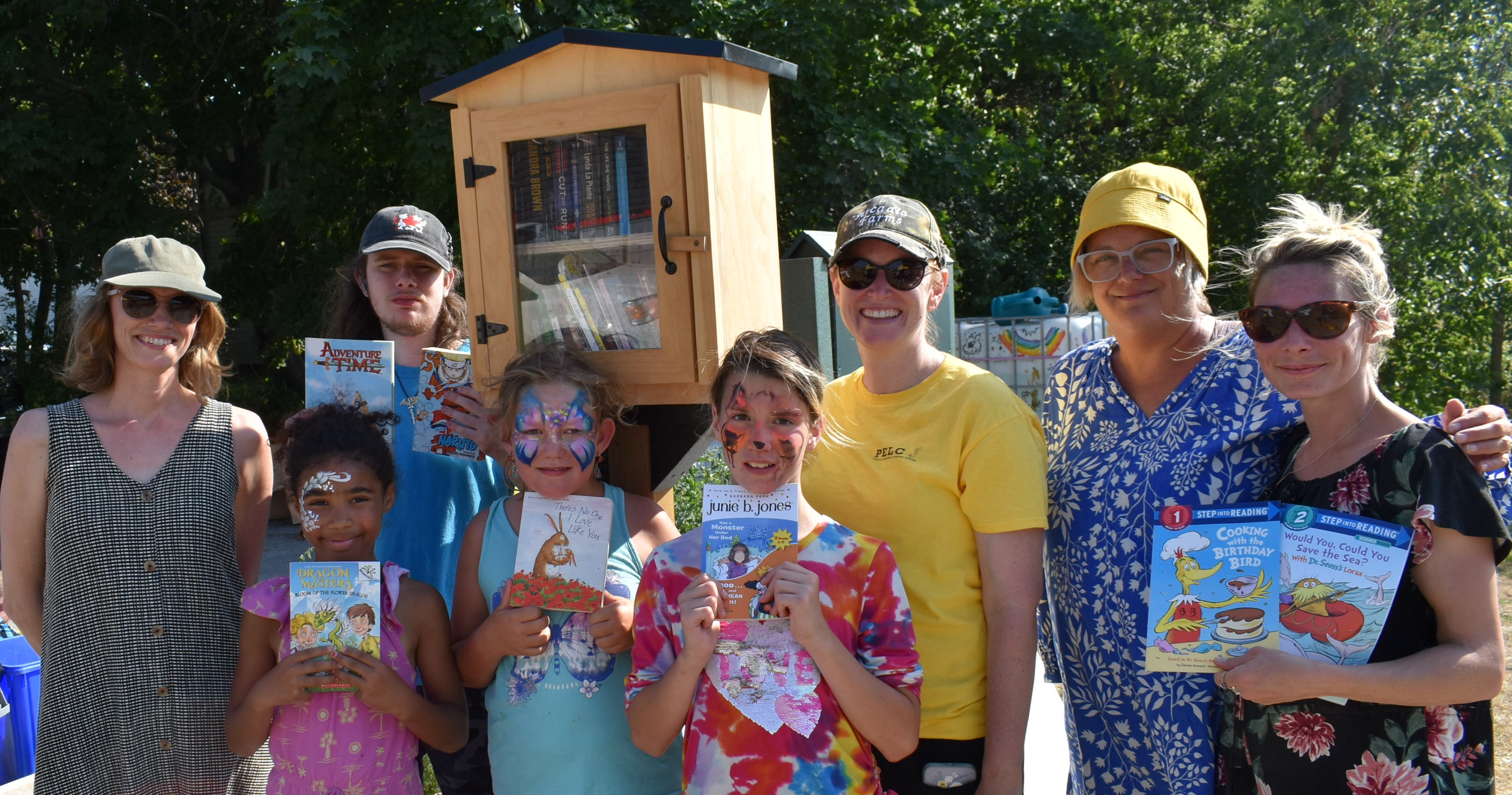 <p>(Left) Andrea Dawes from County Kids Read, (Centre) Jennifer Hunter and Christine Durant from Prince Edward Learning Centre and Macaulay Village Group organizer Jerri Lynn Ostroskie with some eager readers at the 5th annual Reading Round Up. A children&#8217;s Little Free Library has been installed at Macaulay Village Park.  (Jason Parks/Gazette Staff)</p>
