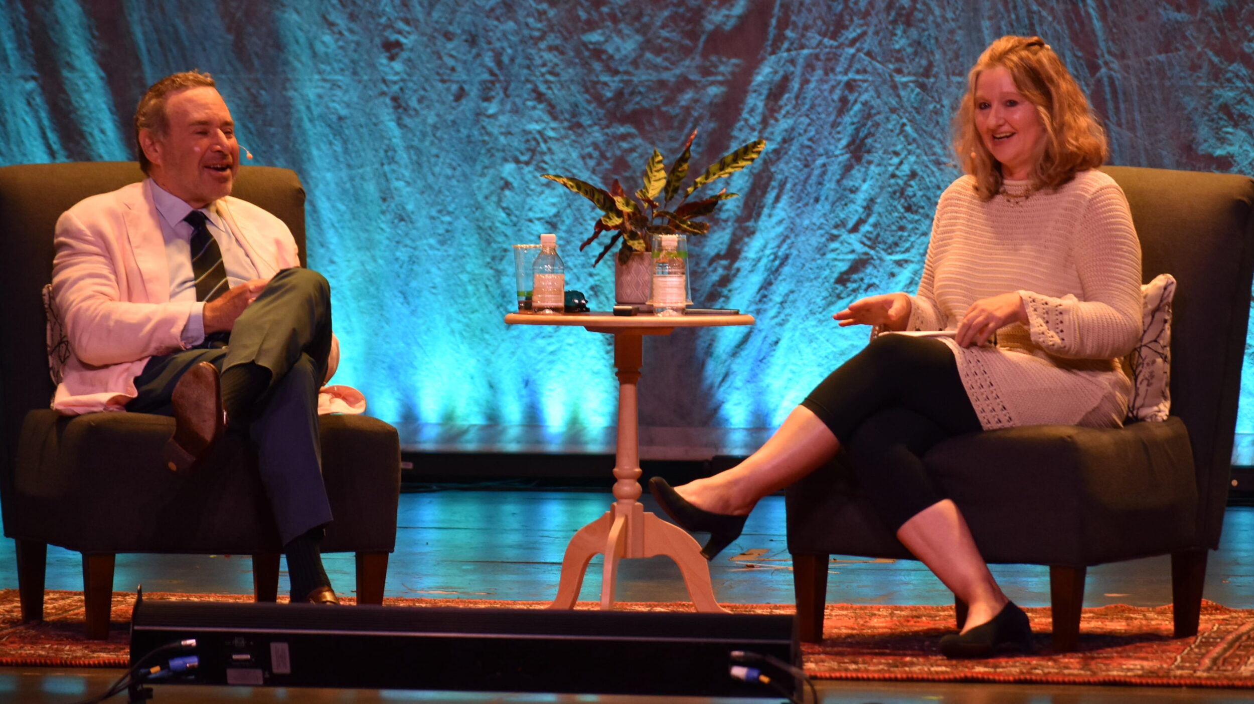 <p>David Frum and Karen Valihora at The Regent. (Jason Parks/Gazette Staff)</p>
