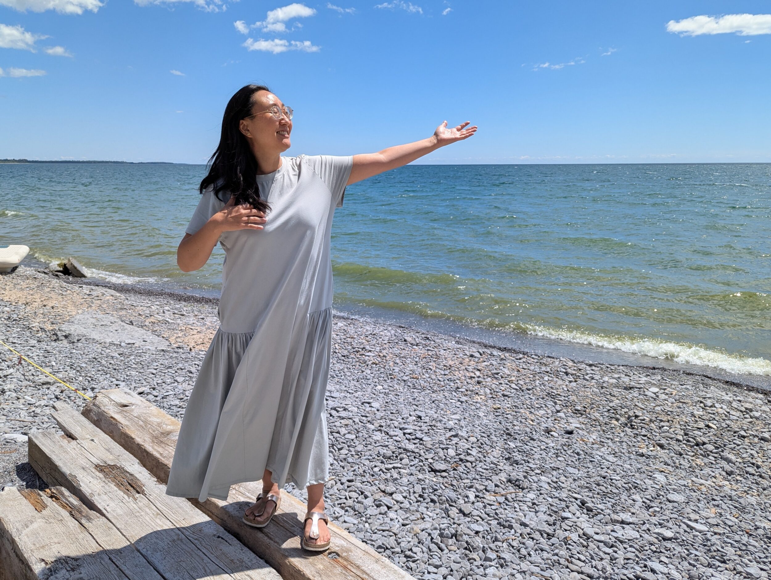 <p>Elissa Lee of the BIGLAKE Festival–at the big lake (Photo: Chris Fanning)</p>
