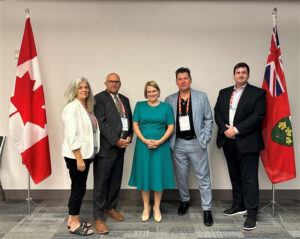 <p>(Centre) Minister of Health Sylvia Jones joins with (From Left) Councillor Janice Maynard, Mayor Steve Ferguson, Councillor Sam Grosso and County Interim CAO Adam Goheen at the AMO 2025 Conference in Ottawa. (Supplied Photo)</p>
