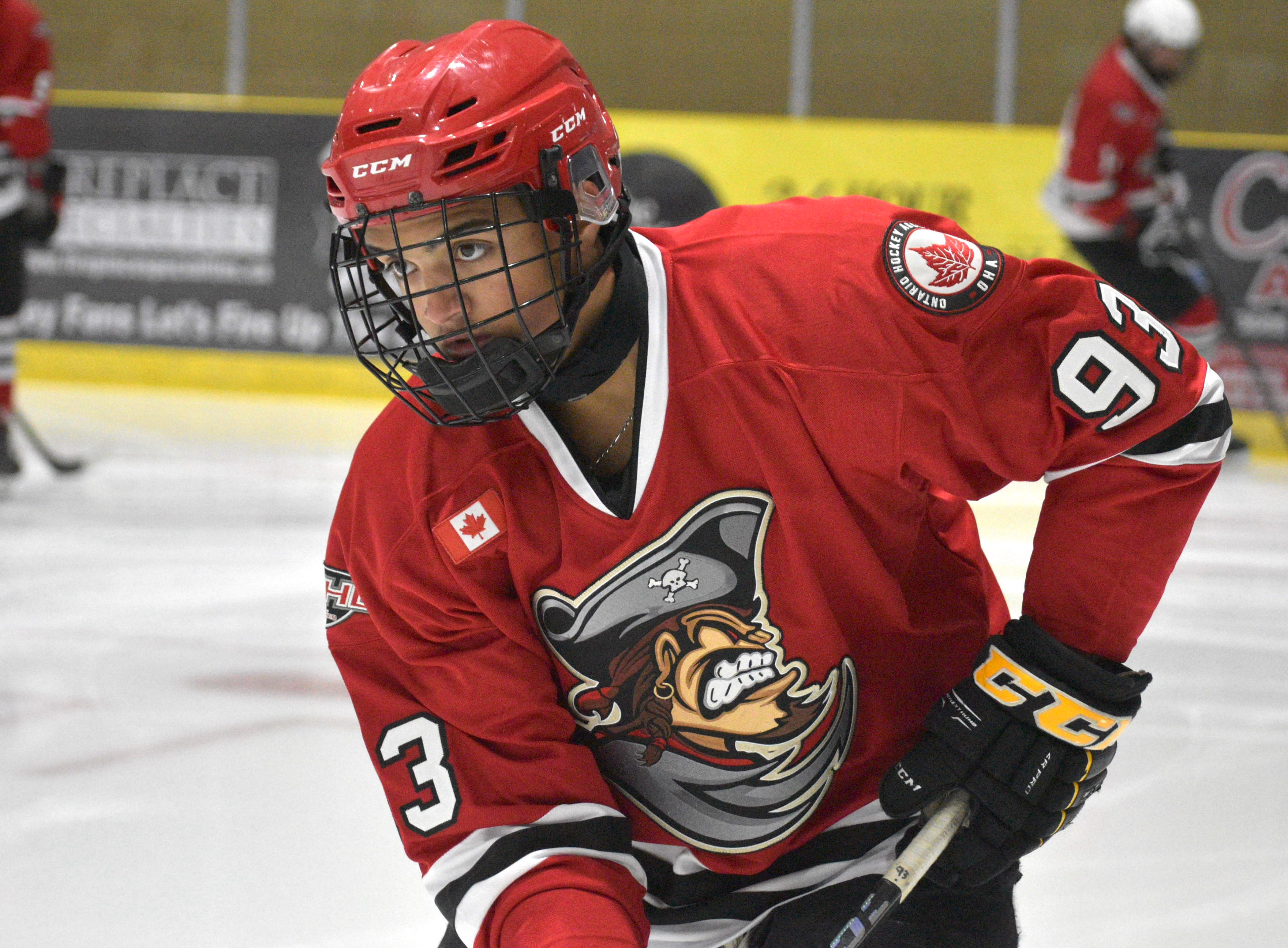 <p>Picton Pirate Jakob Gardner picked a goal and added four assists in his team&#8217;s 8-3 win over Trent Hills at Lehigh Arena Thursday, August 28. (Jason Parks/Gazette Staff)</p>
