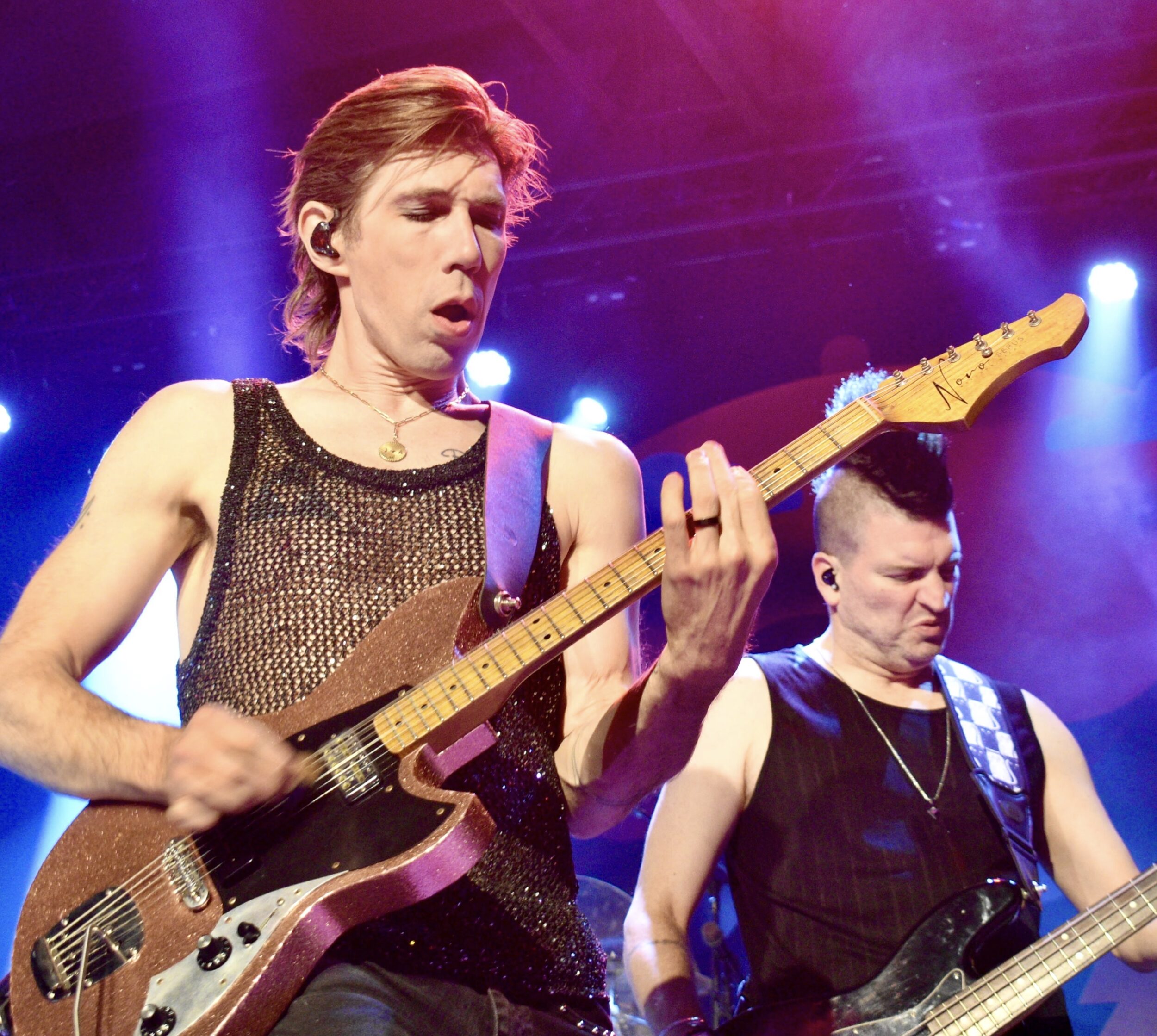 <p>Marianas Trench lead singer Josh Ramsay and bassist Mike Ayley preform at Base31’s Drill Hall Saturday night. (Emma Crockett for the Gazette)</p>

