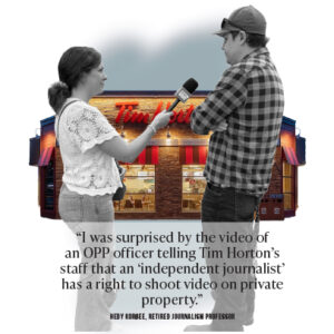 <p>Rebel News’s Tamara Ugolini interviews PEC resident Matt Monroe about an alleged case of attempted immigration fraud involving his niece. (Photo Collage/ Natalie Piper)</p>
