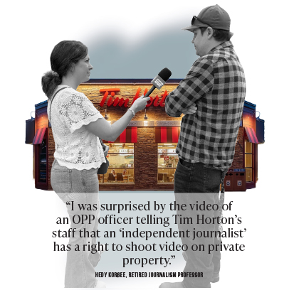 <p>Rebel News’s Tamara Ugolini interviews PEC resident Matt Monroe about an alleged case of attempted immigration fraud involving his niece. (Photo Collage/ Natalie Piper)</p>
