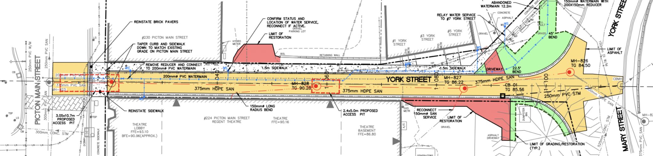 <p>Engineering diagram of York Street project.</p>