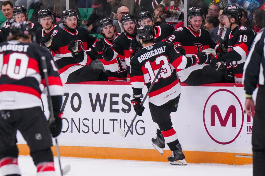 <p>Xavier Bourgault had a pair of goals in Belleville’s first win of the season. (Supplied Photo)</p>
