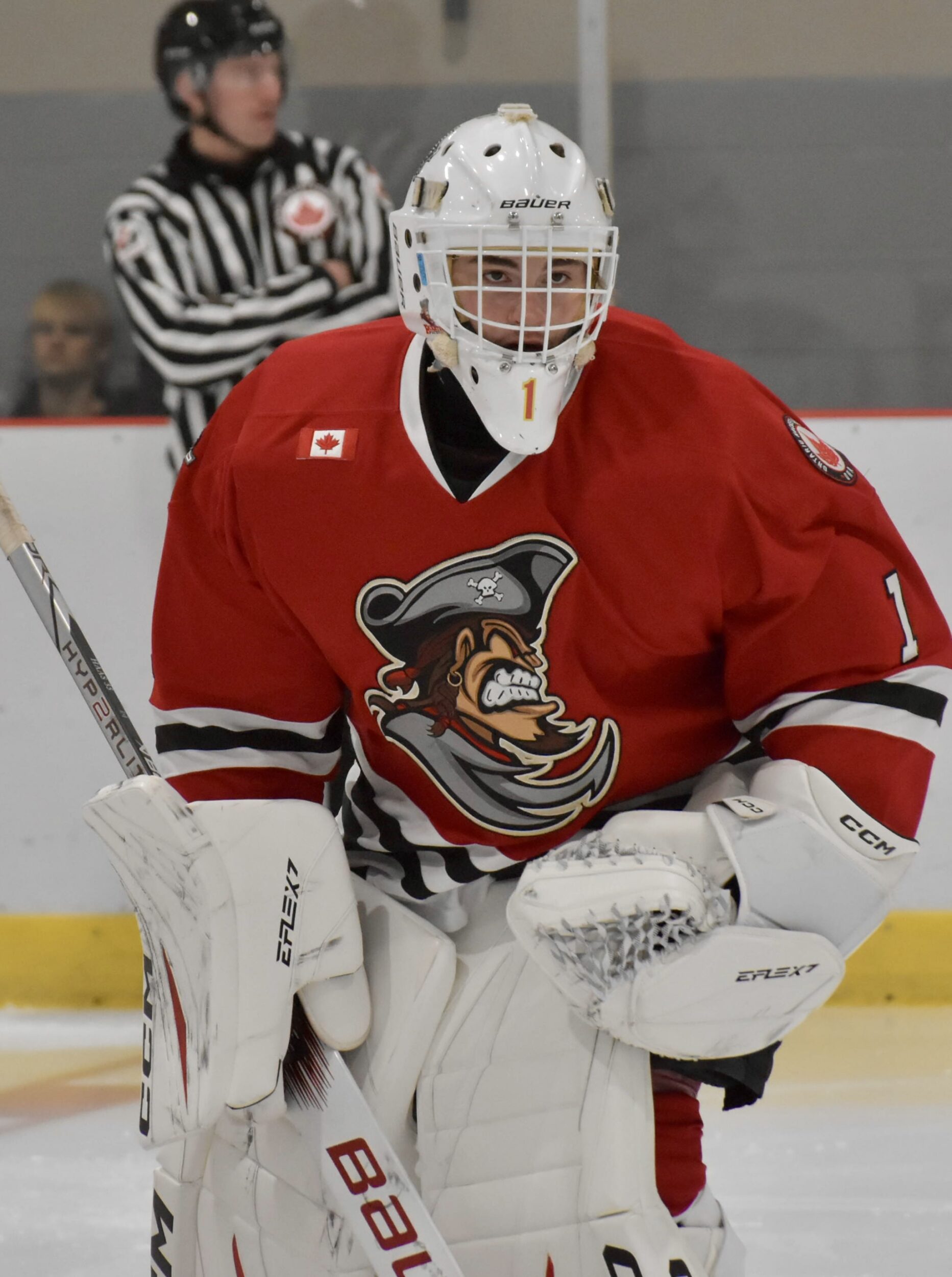 <p>Picton Pirates goaltender Nick Parodo made 36 saves in Trent Hills Sunday for his second PJHL win. (Jason Parks/Gazette Staff)</p>
