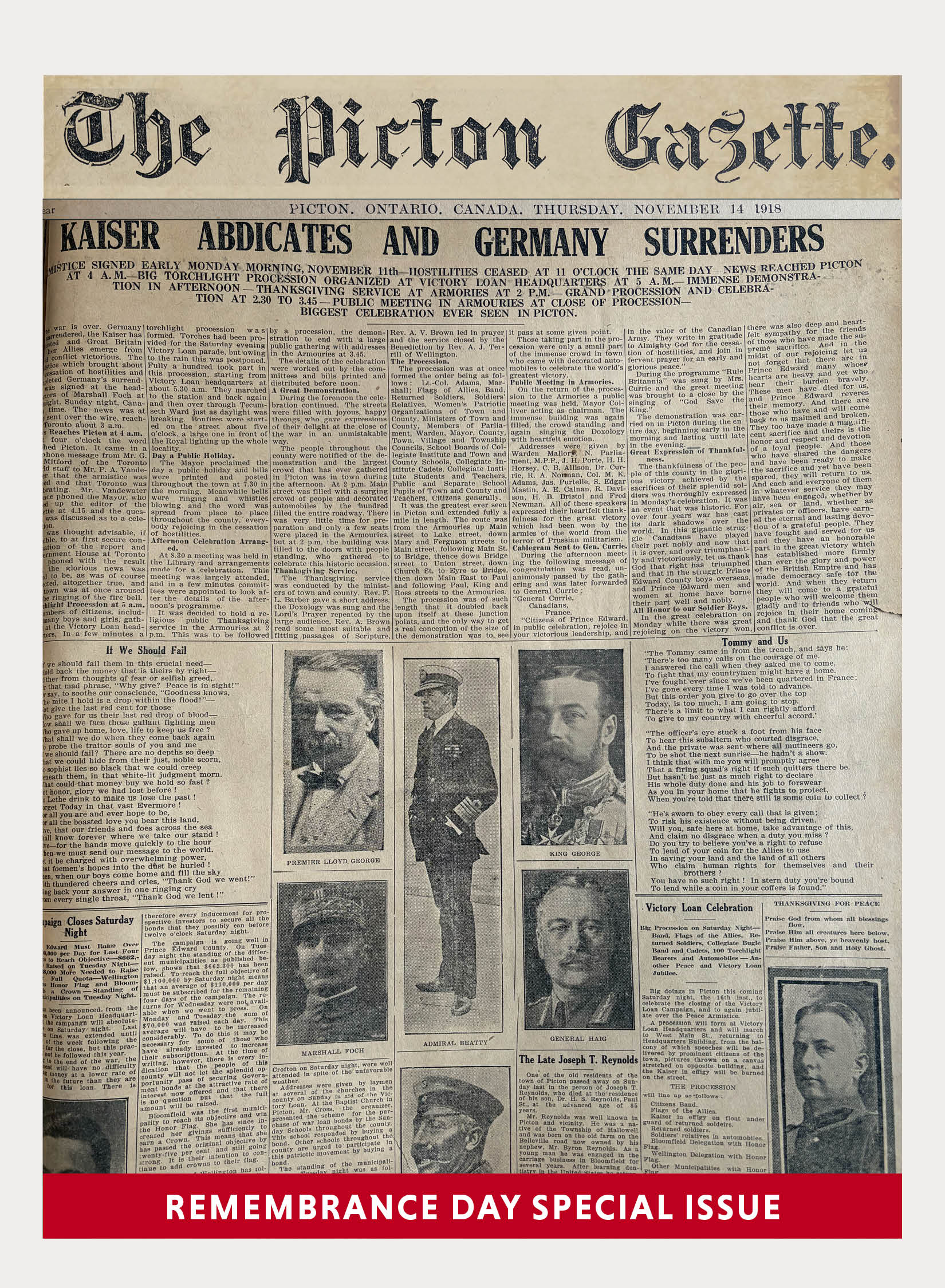 <p>The Picton Gazette, 14 November, 1918.</p>
