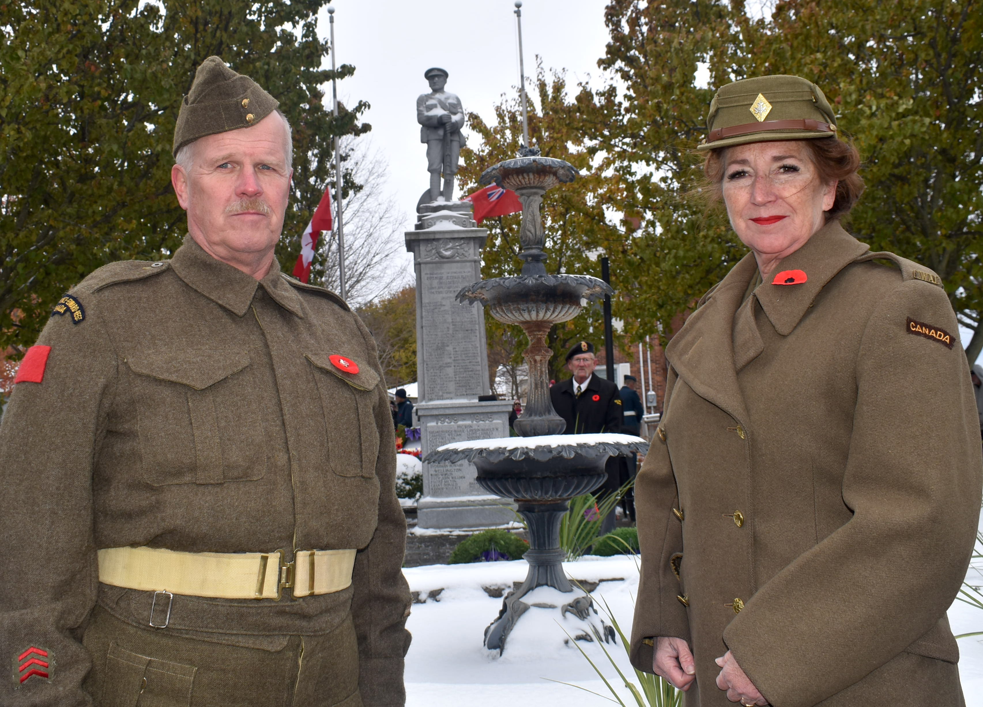<p>Members of the Hastings &#038; Prince Edward Regiment donned 1945 era wool uniforms at Tuesday&#8217;s ceremony in commemoration of the 80th anniversary of the end of World War II. (Jason Parks/Gazette Staff)</p>
