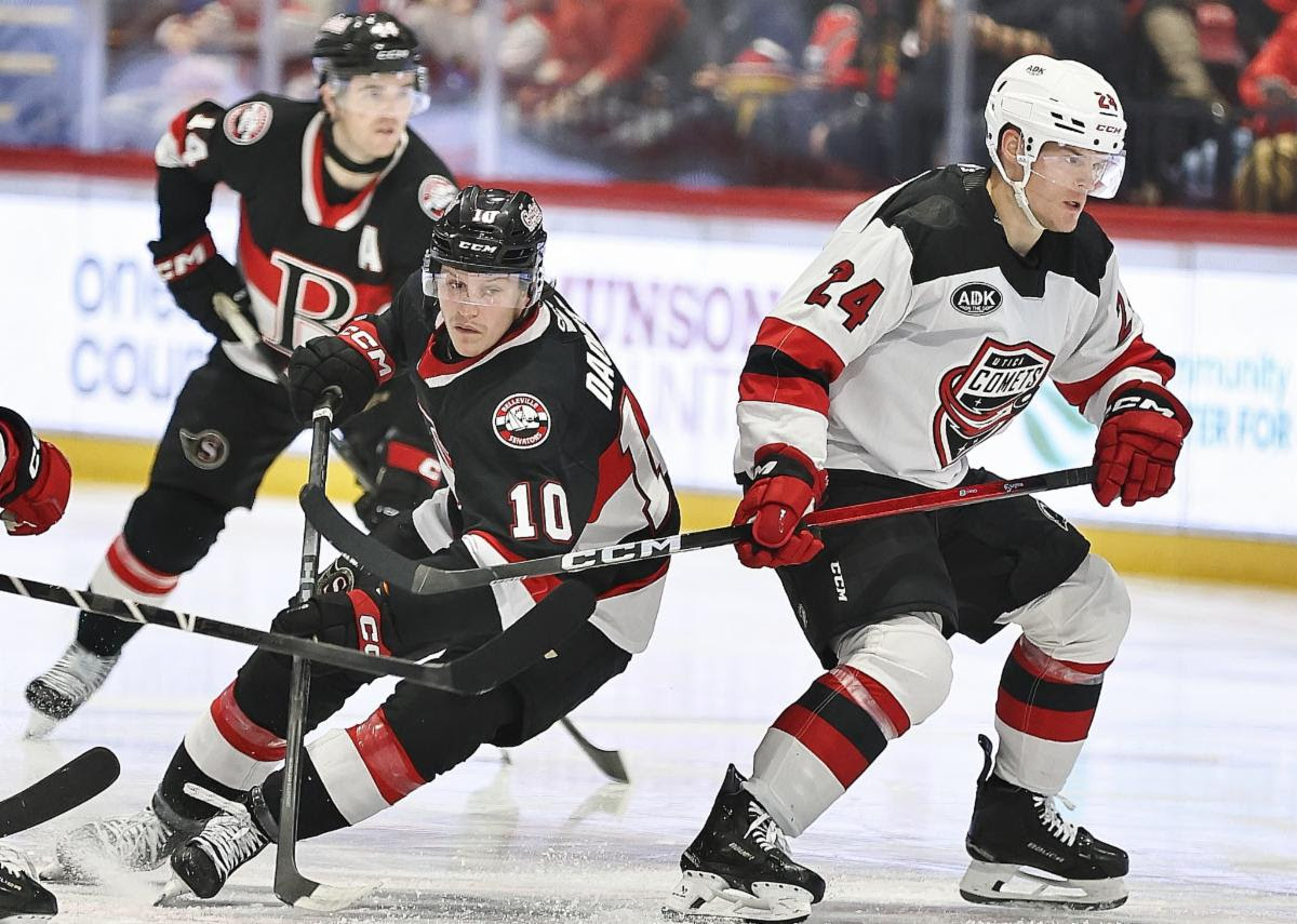 <p>Belleville’s Phillipe Daoust had seven points in three road games this weekend as his Senators swept through Rochester, Utica and Syracuse. (Belleville Senators photo)</p>

