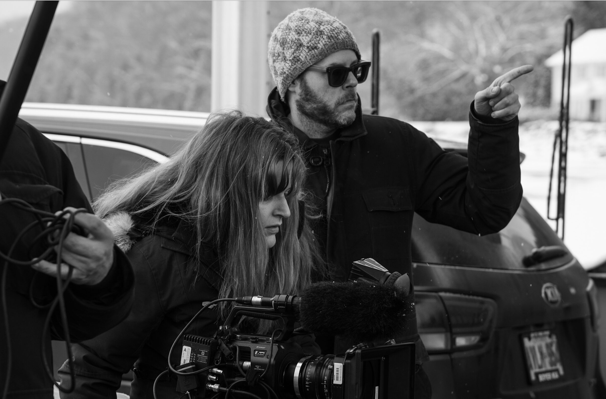 <p>Tess Girard and Ryan J Noth on set. (Michael Lindon)</p>
