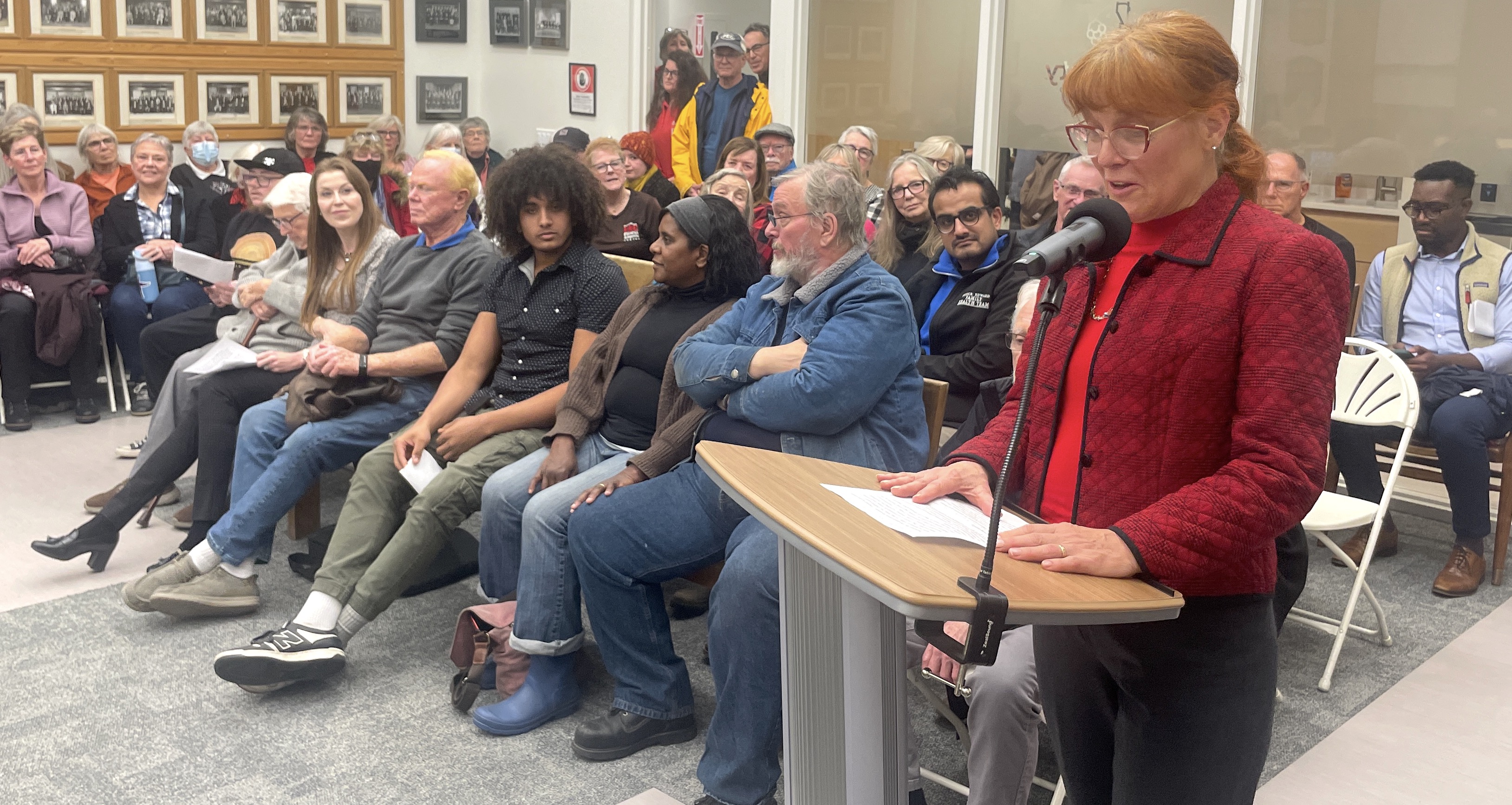 <p>Dr. Margaret Tromp was one of nine deputants speaking in support of PEFAC at Tuesday night&#8217;s council meeting. (Jason Parks/Gazette Staff)</p>
