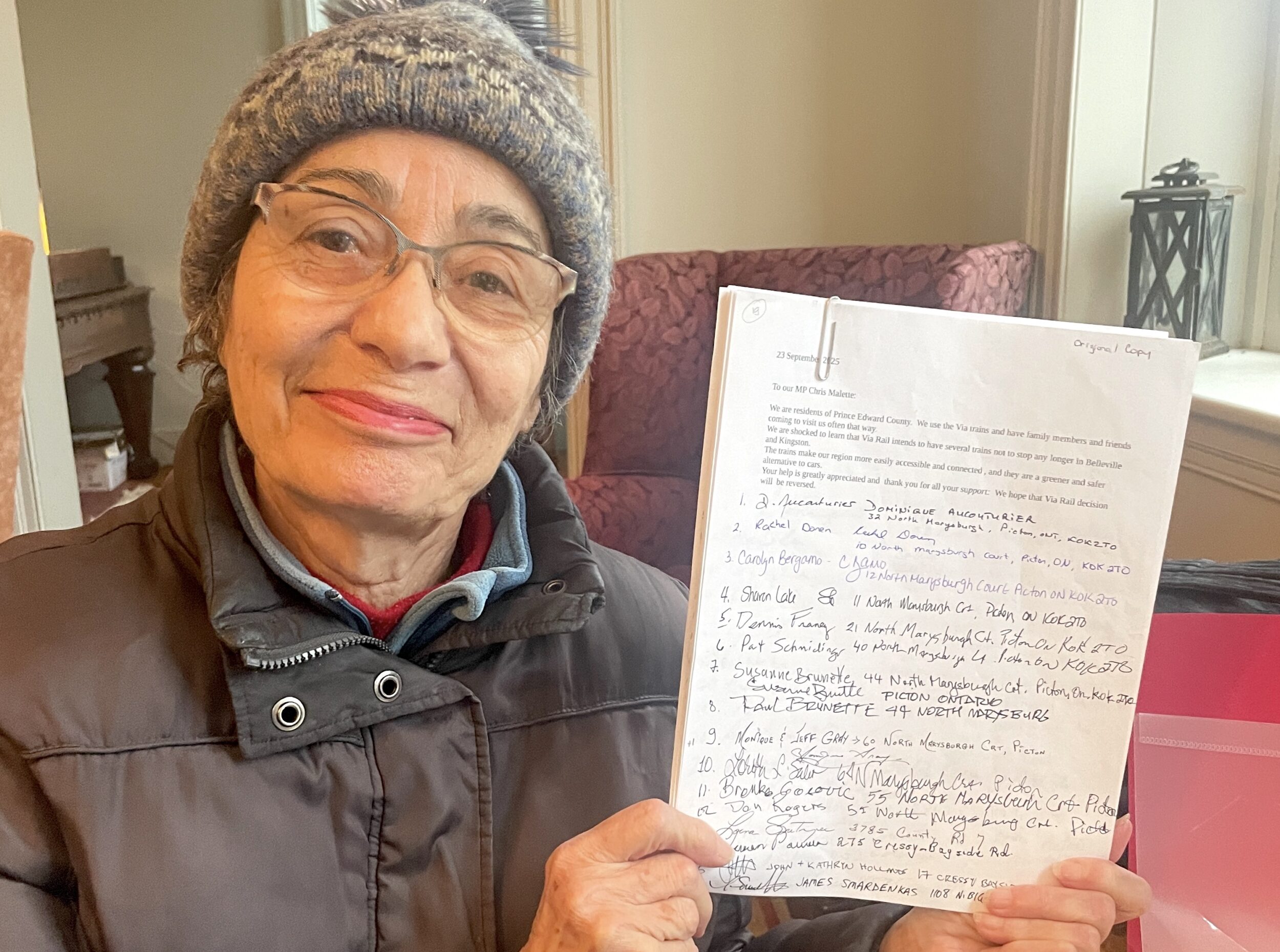 <p>Dominique Aucouturier is calling on VIA Rail to permanently shelve ideas of an express Montreal-Toronto service that will eliminate stops in eastern Ontario including Belleville. (Jason Parks/Gazette Staff)</p>
