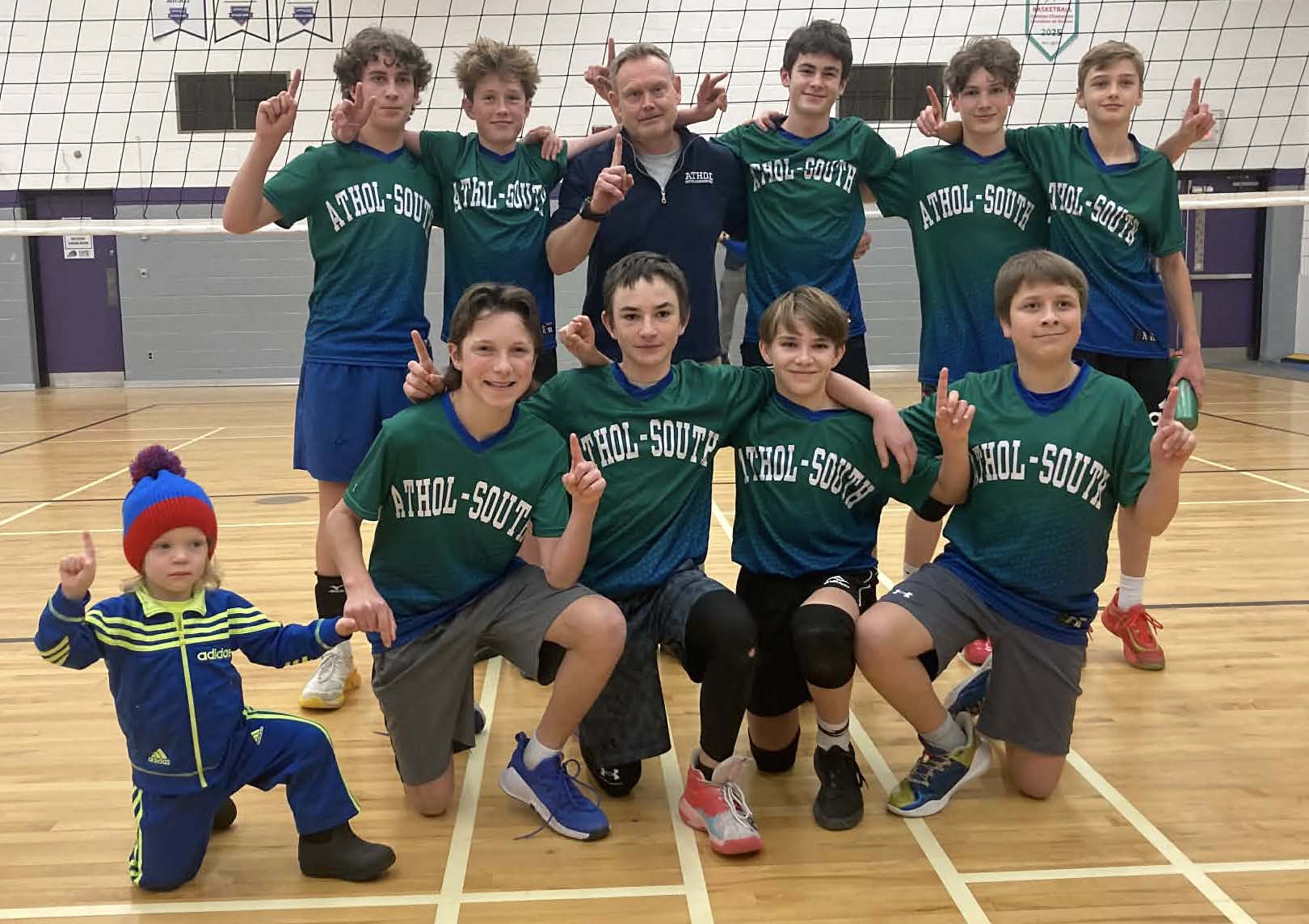 <p>The champion Athol-South Marysburgh Eagles (Back Row from left) Declan Vader, Elliott van der Bij, Coach Andrew White, Remington Leavitt, Rhys Kelly, Nico Gierak, (Front Row) Future Eagle<br />
Beau Cleave, Jack Cleave, Logan Thompson, Noah Thompson, and Matthew Moore.(Supplied Photo)</p>

