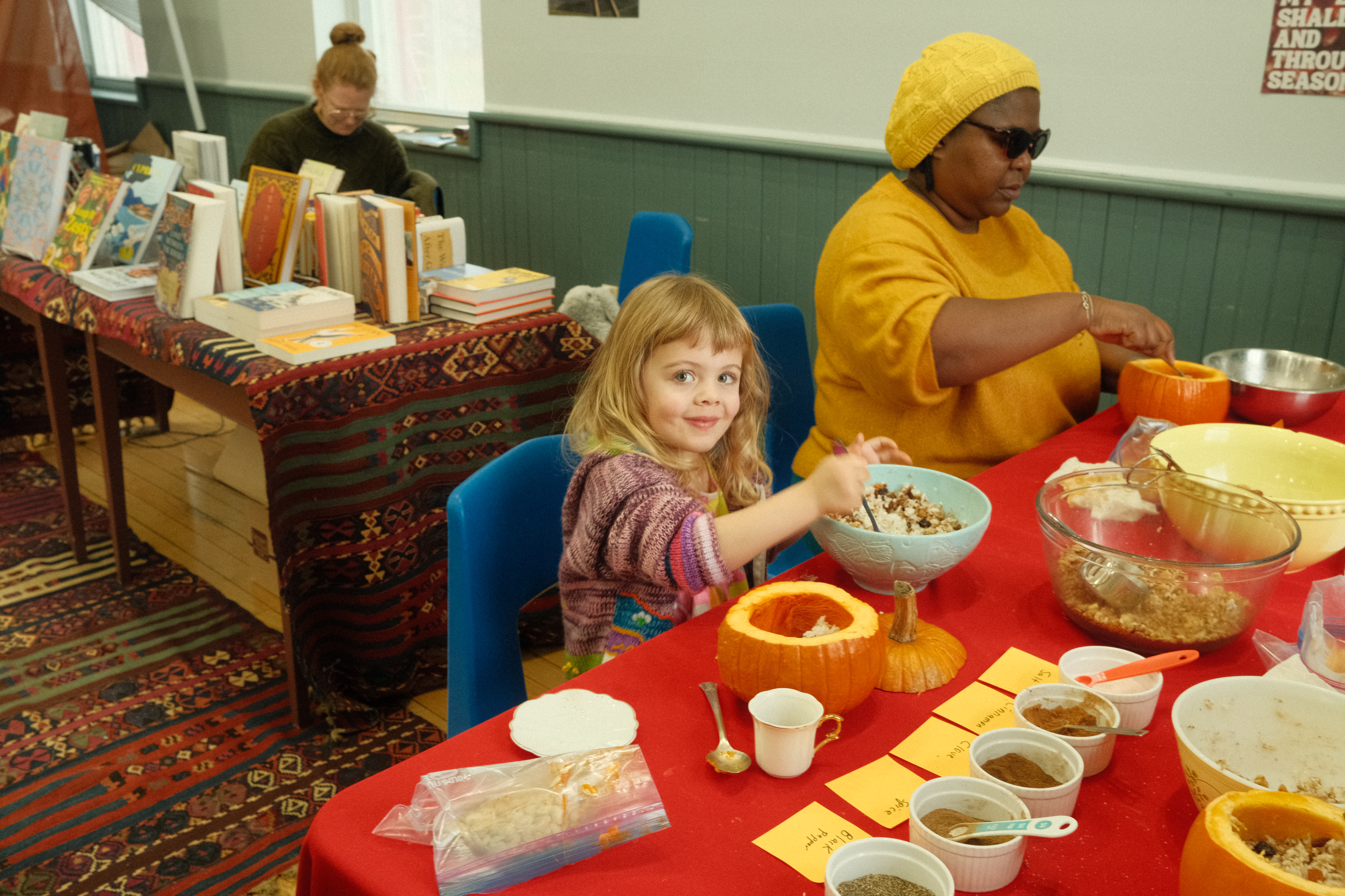 <p>At the pumpkin and spice table. (Tala Strauss)</p>
