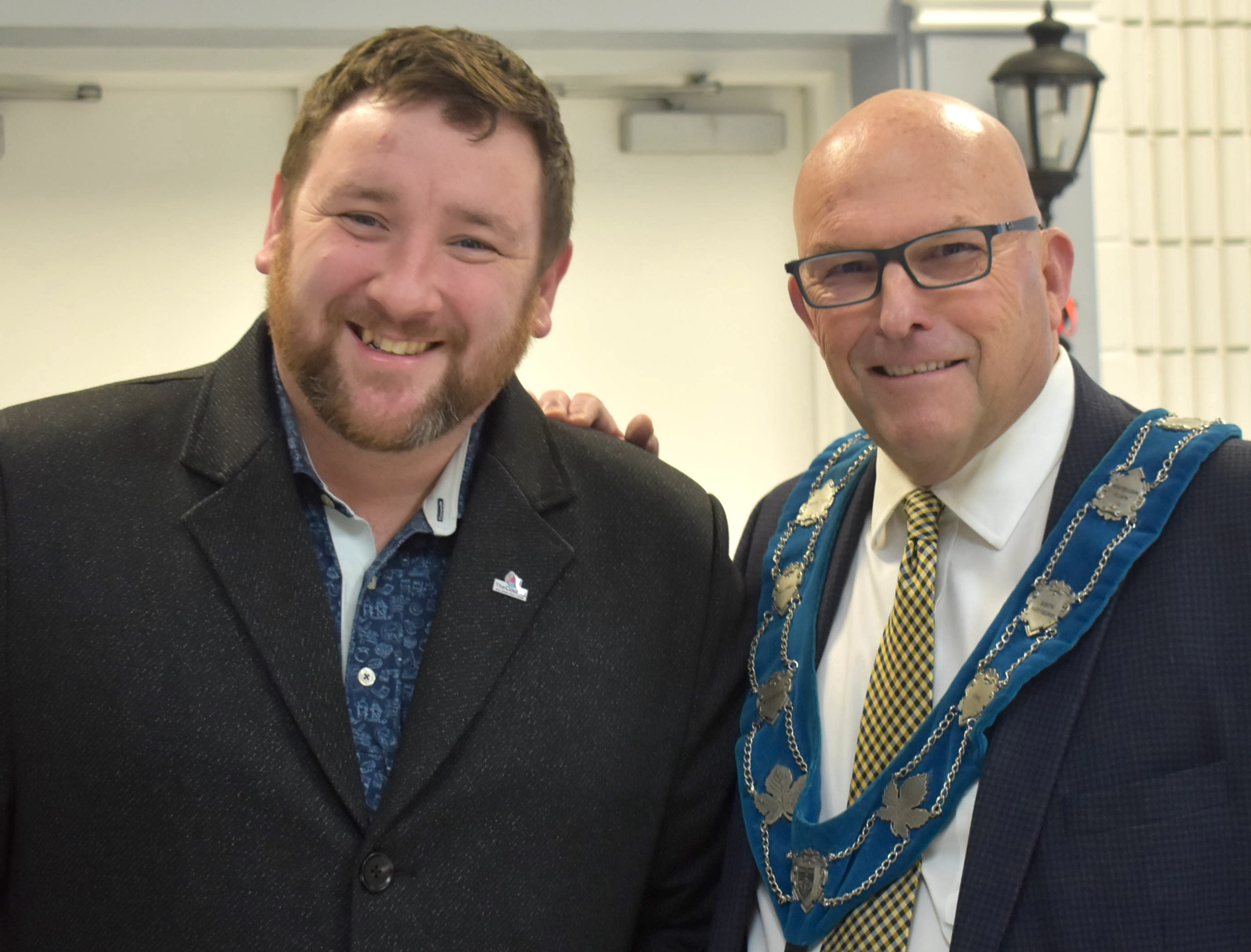 <p>Bay of Quinte MPP Tyler Allsopp and Mayor Steve Ferguson. (Jason Parks/Gazette Staff)</p>

