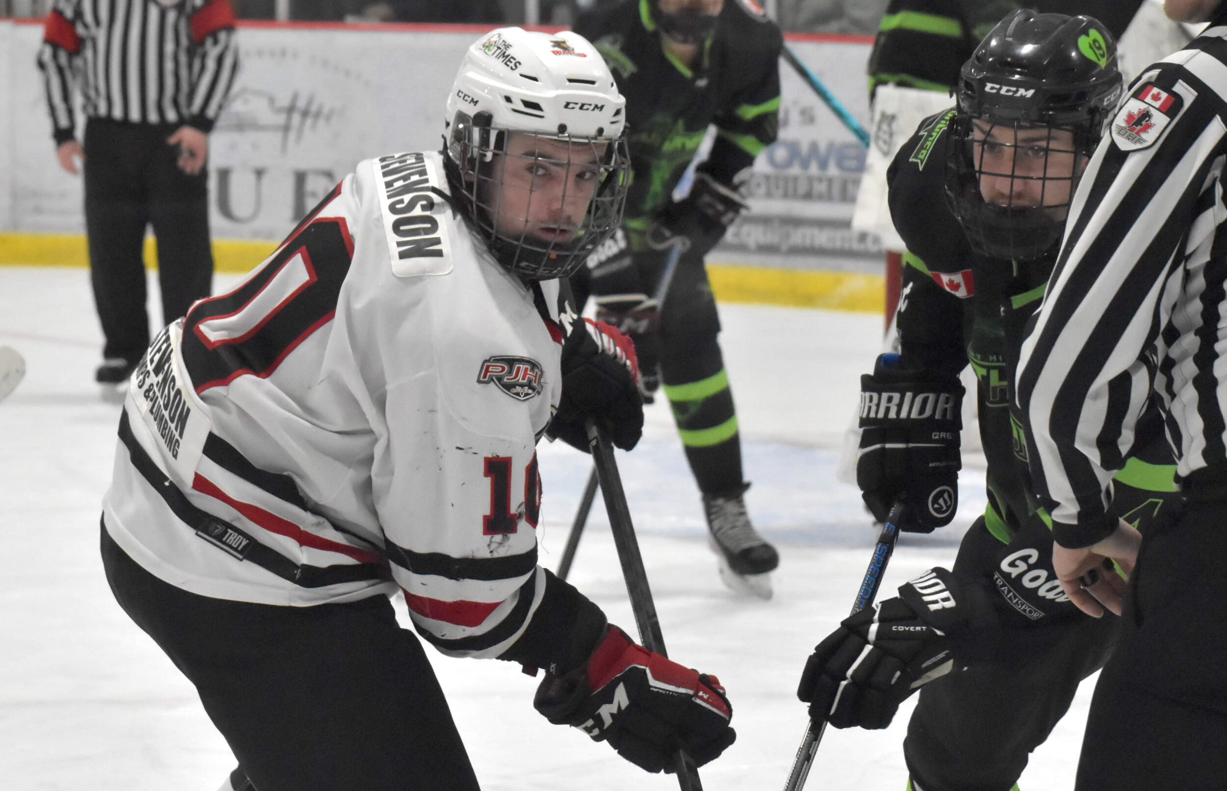 <p>Pirates pivot Cole Stevenson scored a dazzling goal in the third period Sunday of Picton’s 5-4 overtime loss to host Trent Hills. (Jason Parks/Gazette Staff)</p>

