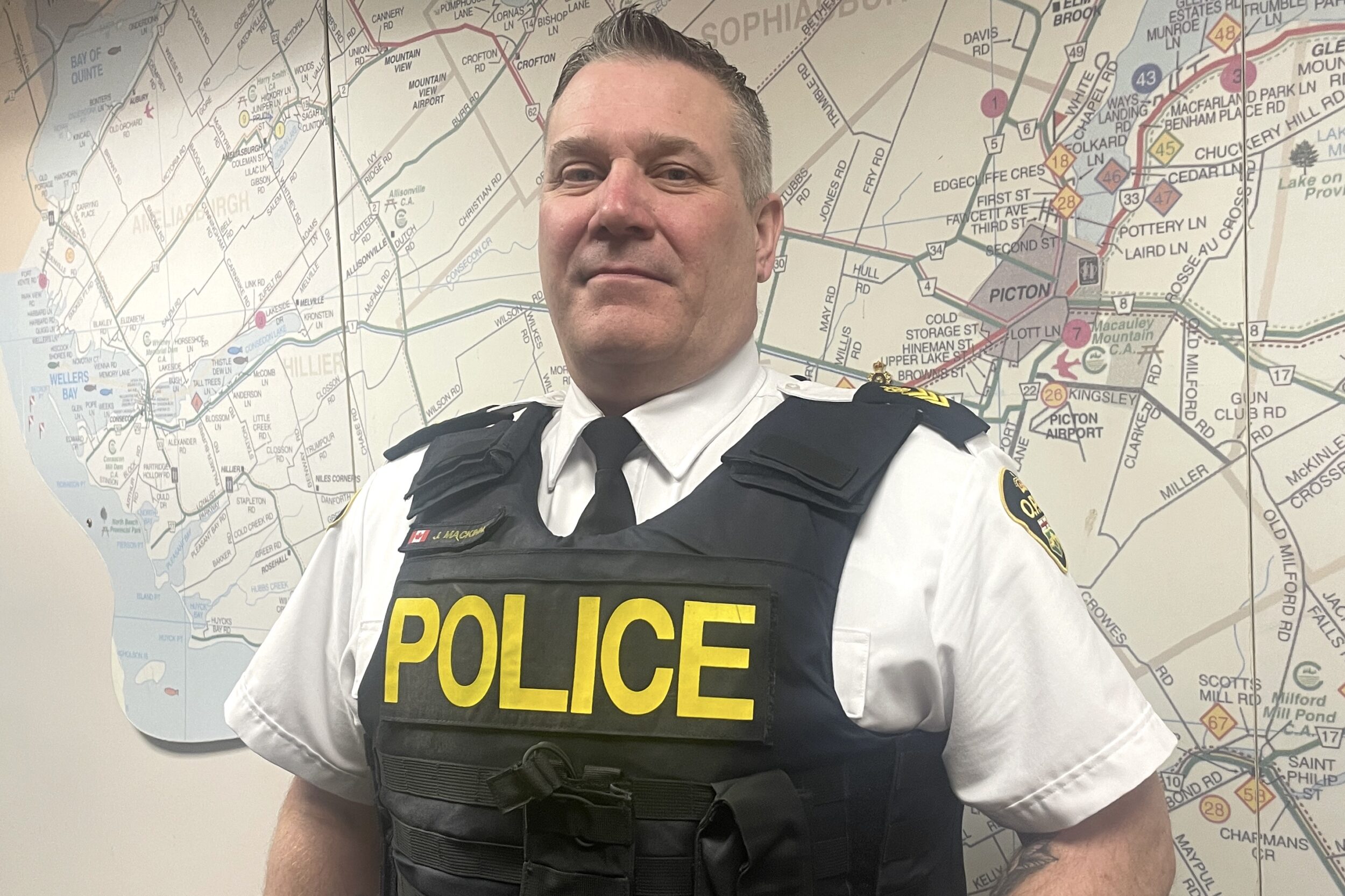 <p>Staff Sergeant and Prince Edward OPP Detachment Commander Jeff MacKinnon. (Jason Parks/Gazette Staff)</p>
