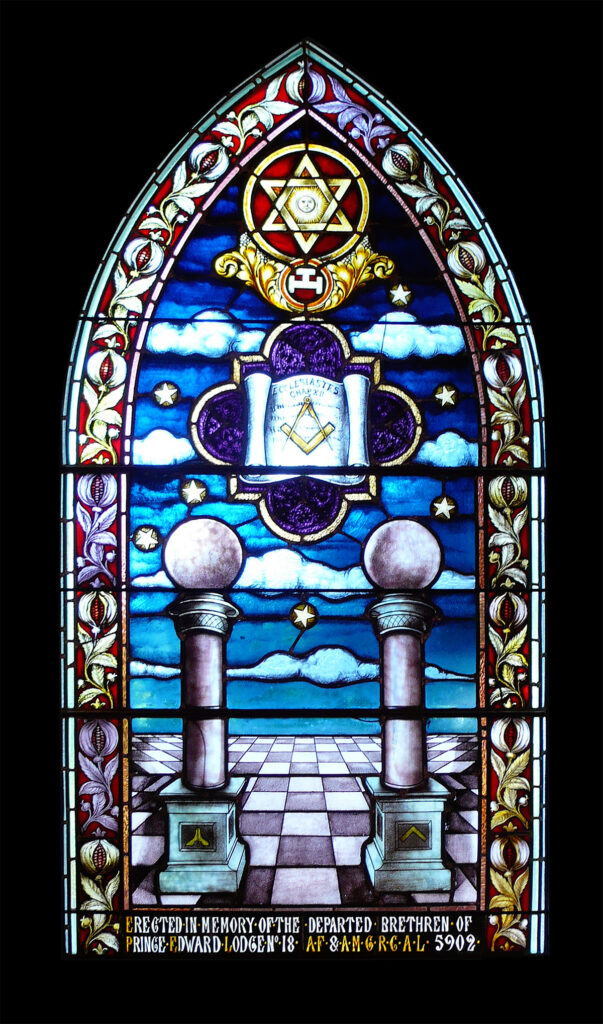 <p>Masonic Window by N.T. Lyons (1902) (Photo: Sarah Hall)</p>
