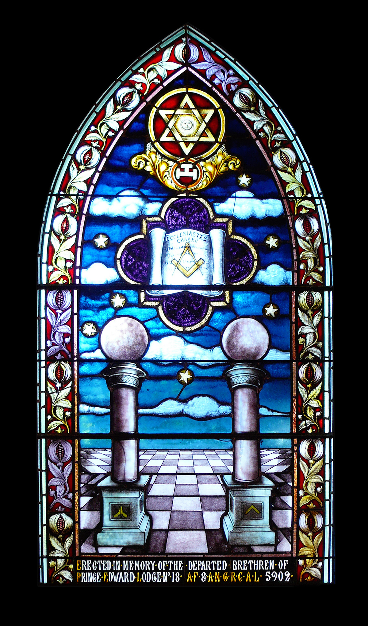 <p>Masonic Window by N.T. Lyons (1902) (Photo: Sarah Hall)</p>
