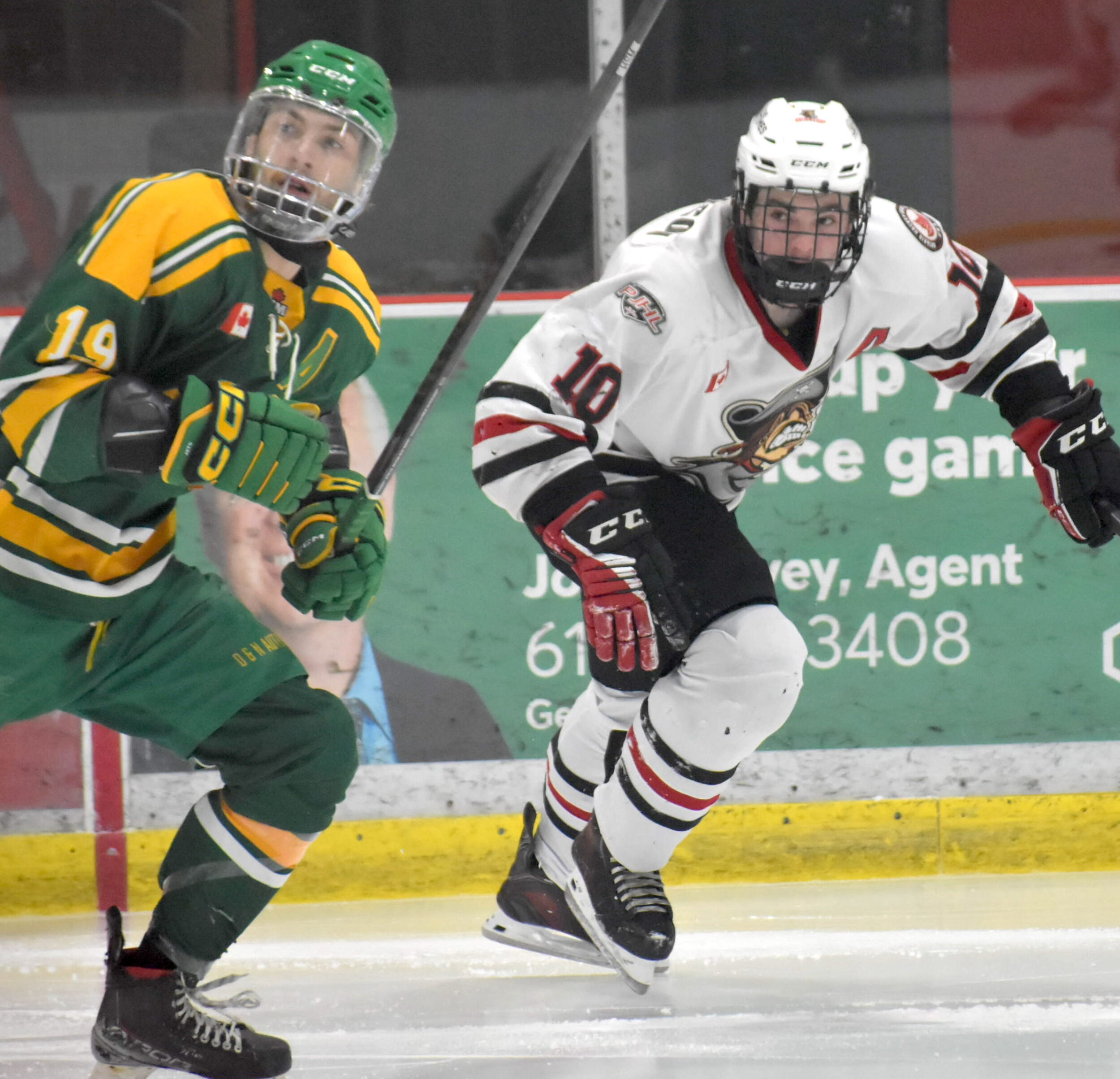 <p>Picton’s Cole Stevenson had a goal and an assist in Game 2 of the his team’s series against the Amherstview Jets. (Jason Parks/Gazette Staff)</p>
