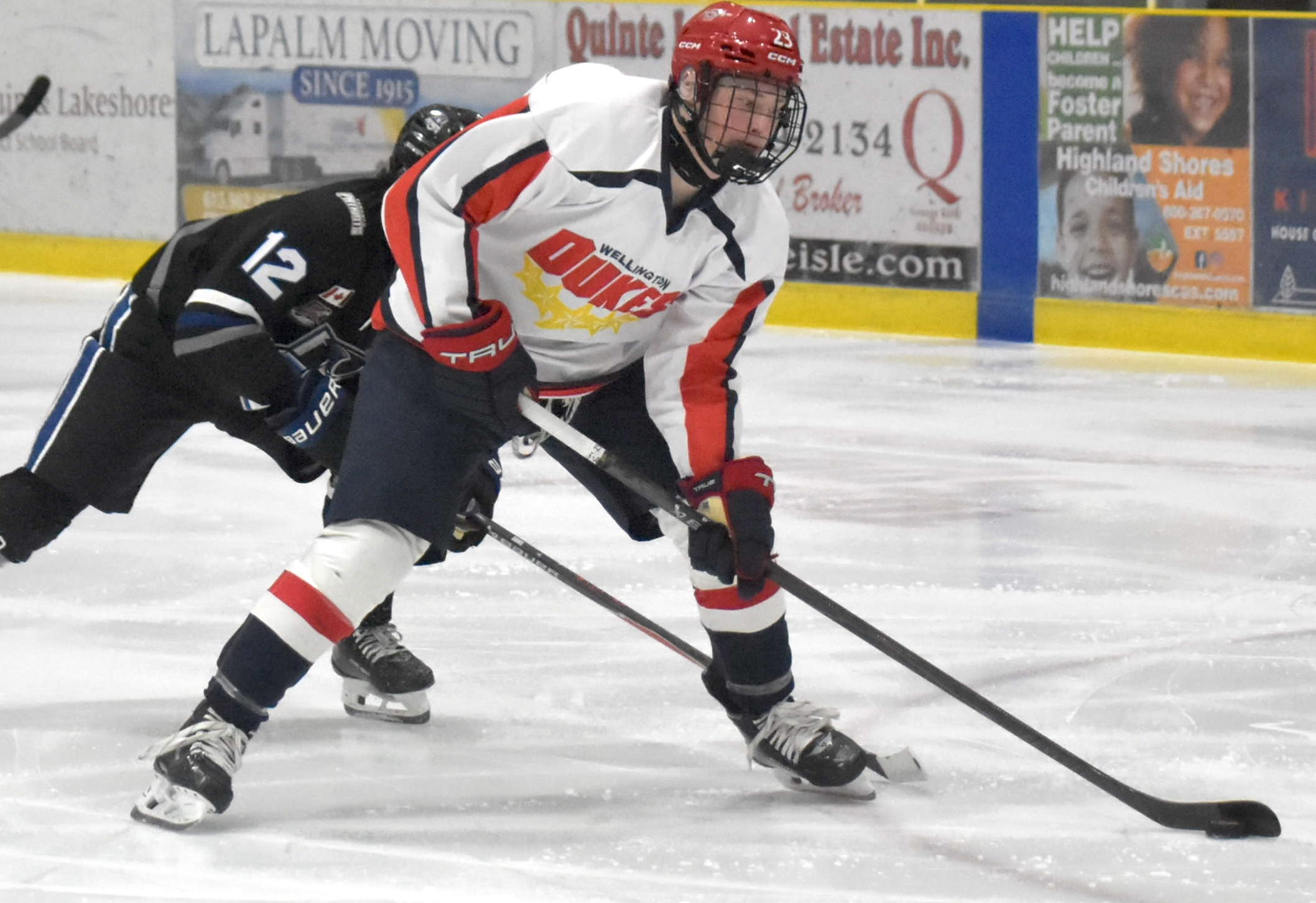 <p>Cain Tucker scored the game winning goal Sunday night as his Dukes blanked the visiting Pickering Panthers 3-0 (Jason Parks/Gazette Staff)</p>
