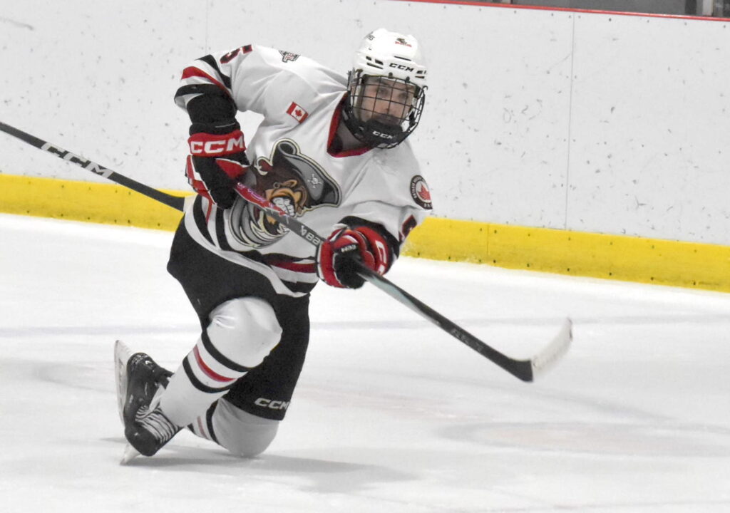 <p>Ben Smith had a pair of goals in Game 5 against the Amherstview Jets on Sunday night. (Jason Parks/Gazette Staff)</p>
